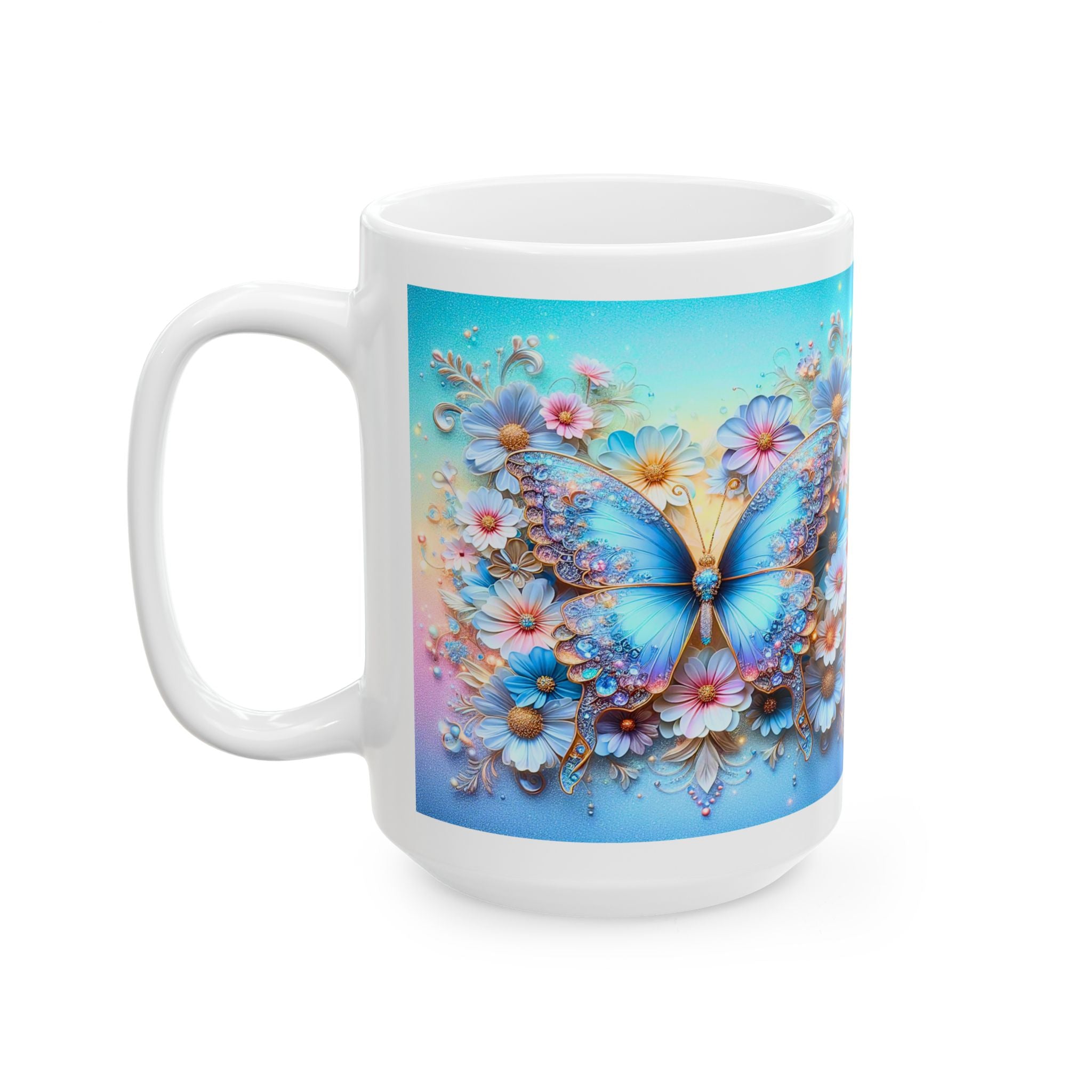 Pastel Floral Mandala Mug | Daisy Bouquet Ceramic Mug, Mother's Day Sale