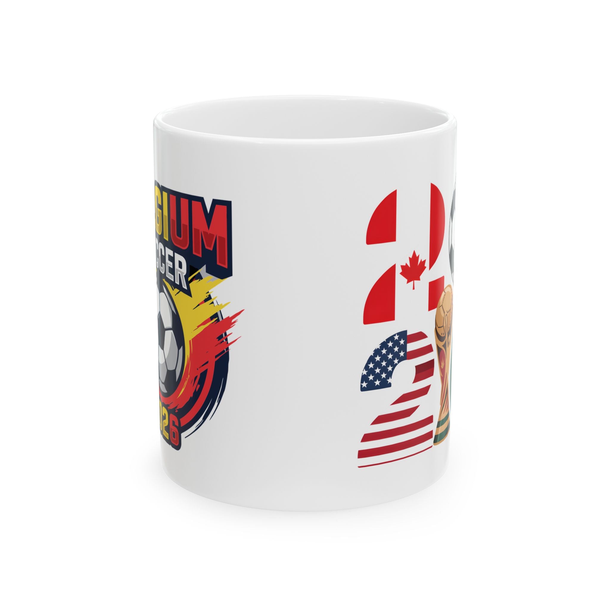 Belgium soccer fan mug, World Cup 2026 ceramic coffee cup, 11oz 15oz sizes