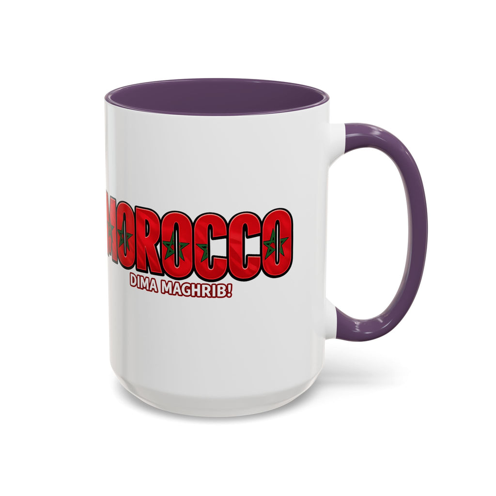 Morocco Flag Text Coffee Mug | Accent Coffee Mug (11, 15oz), World Cup 2026, Gifts for Dad