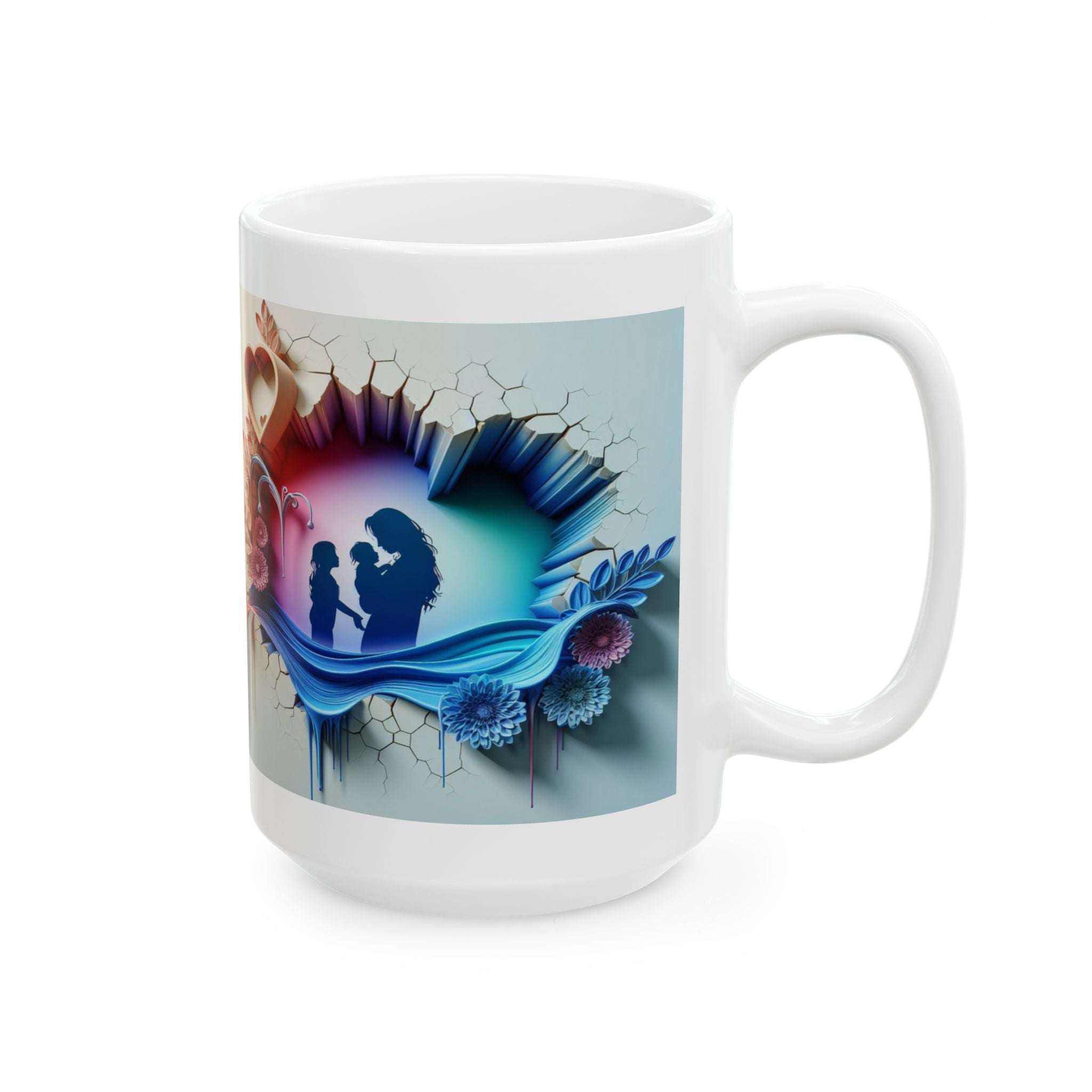 Abstract Heart Bloom Mug | Ceramic Coffee Cup, Mother's Day Sale
