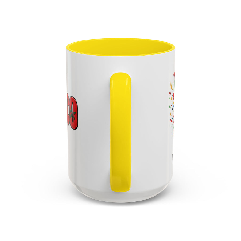 Morocco Flag Text Coffee Mug | Accent Coffee Mug (11, 15oz), World Cup 2026, Gifts for Dad