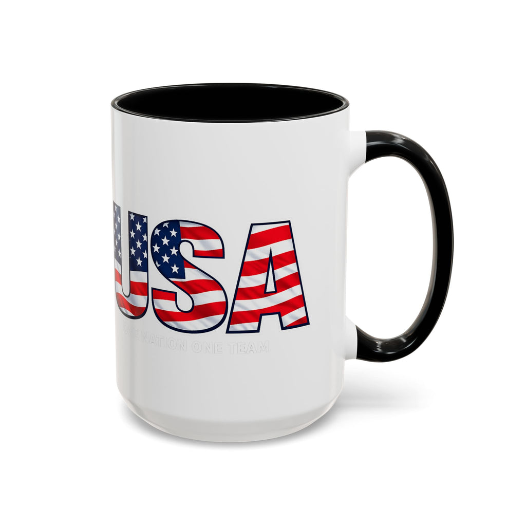 USA Flag Text Accent Coffee Mug | Patriotic American Stars Stripes Mug, Soccer World Cup 2026, Gifts for Dad
