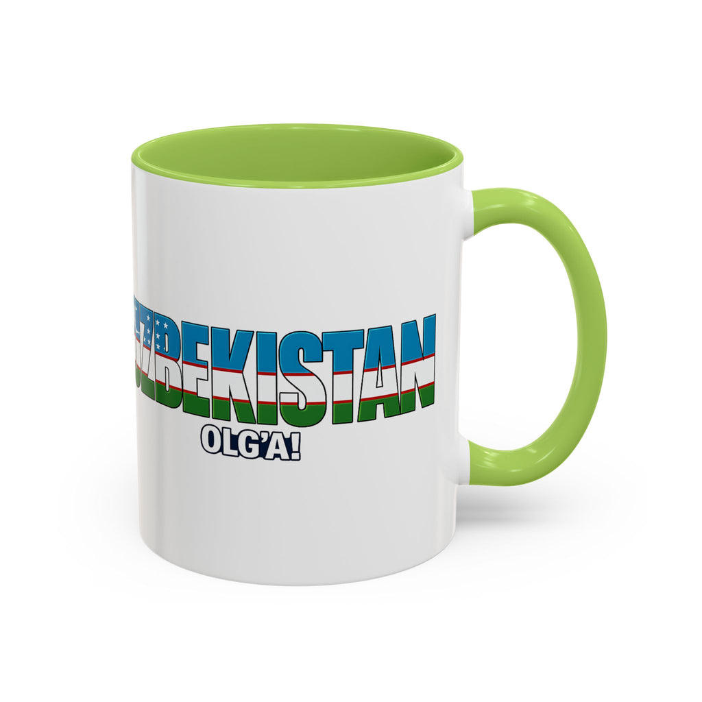 Uzbekistan Flag Typography Coffee Mug | Accent 11oz/15oz, Soccer World Cup 2026, Gift for Dad