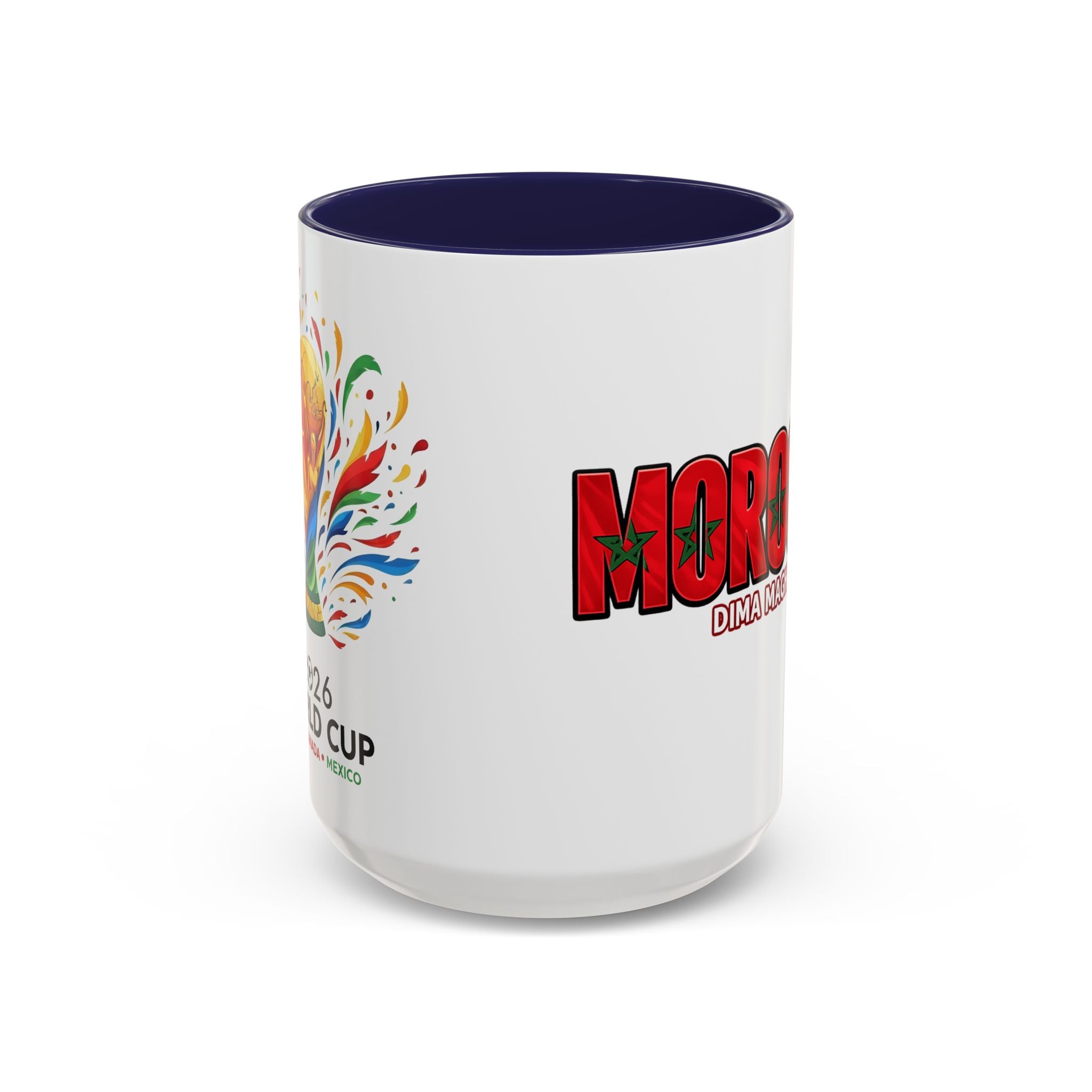 Morocco Flag Text Coffee Mug | Accent Coffee Mug (11, 15oz), World Cup 2026, Gifts for Dad