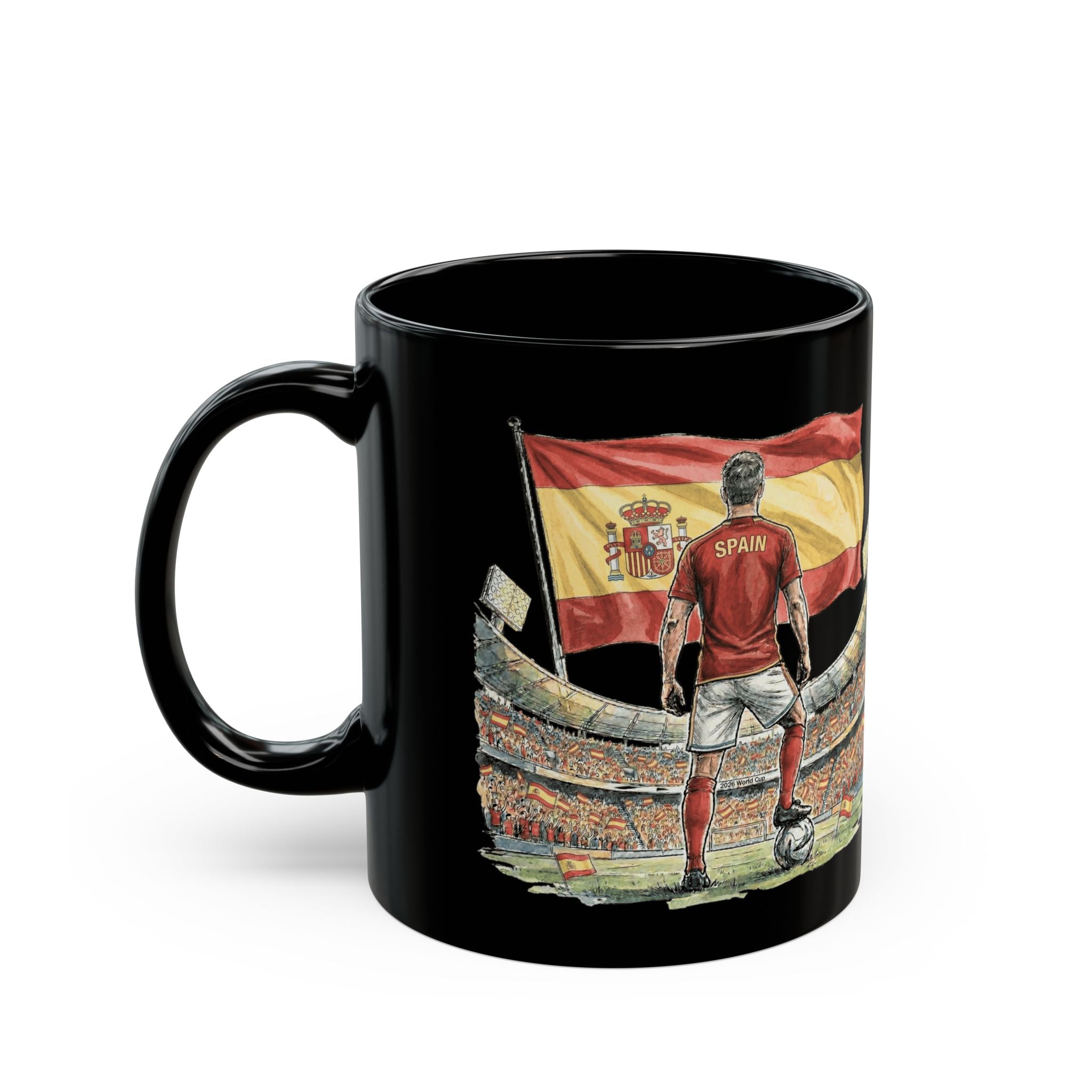 Spain World Cup 2026 Mug | Black Ceramic Coffee Cup, Spain Flag