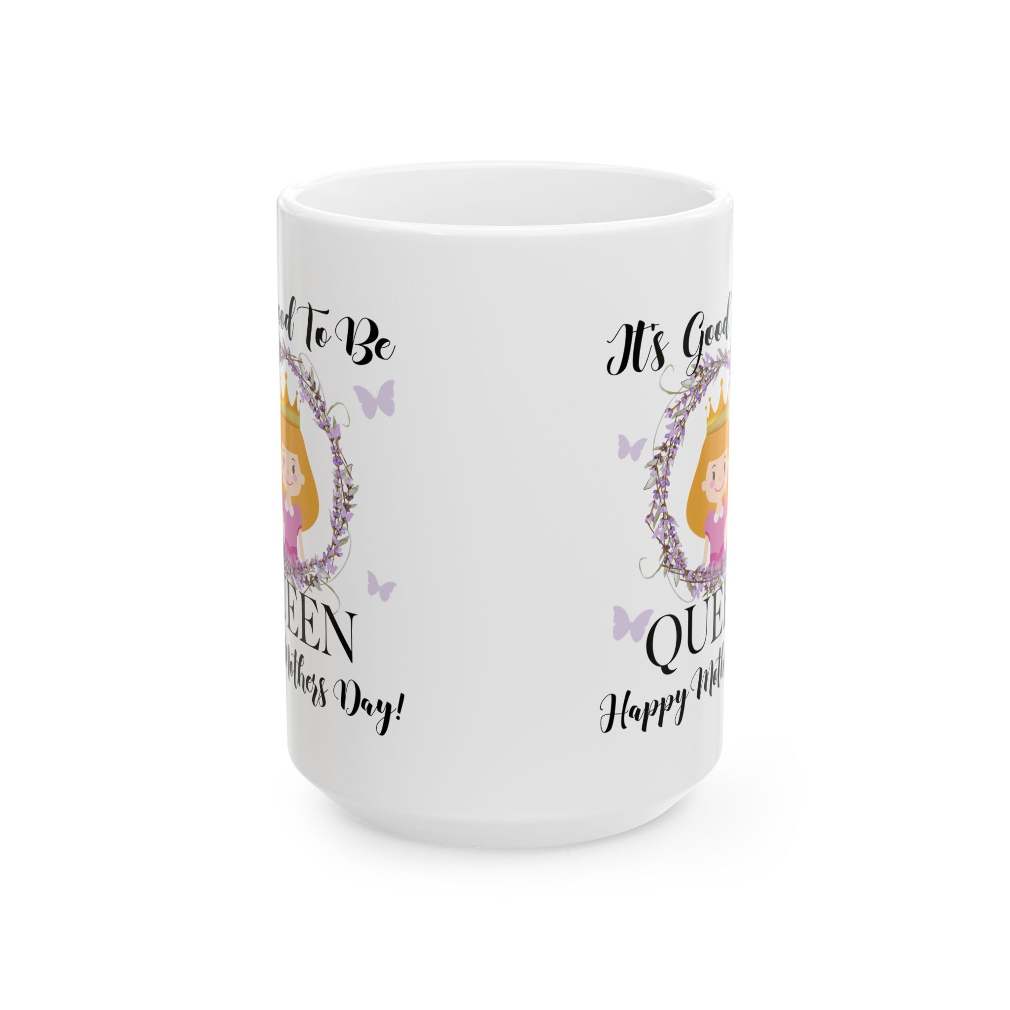 Queen Illustration Mug, Mother's Day Floral Crown, Ceramic Mug, Gift For Mom