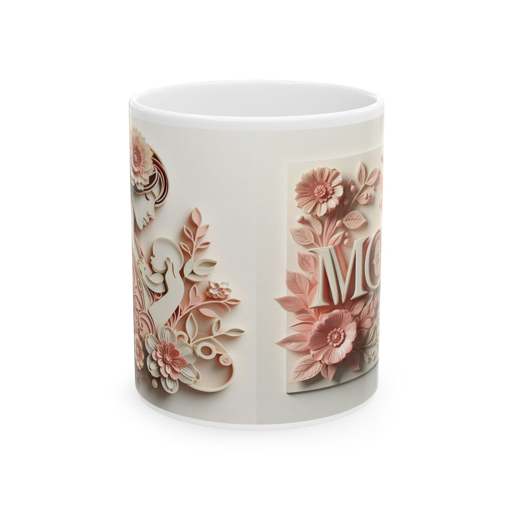 Floral 3D Mom Coffee Cup, Ceramic Mug, Mother's Day Sale