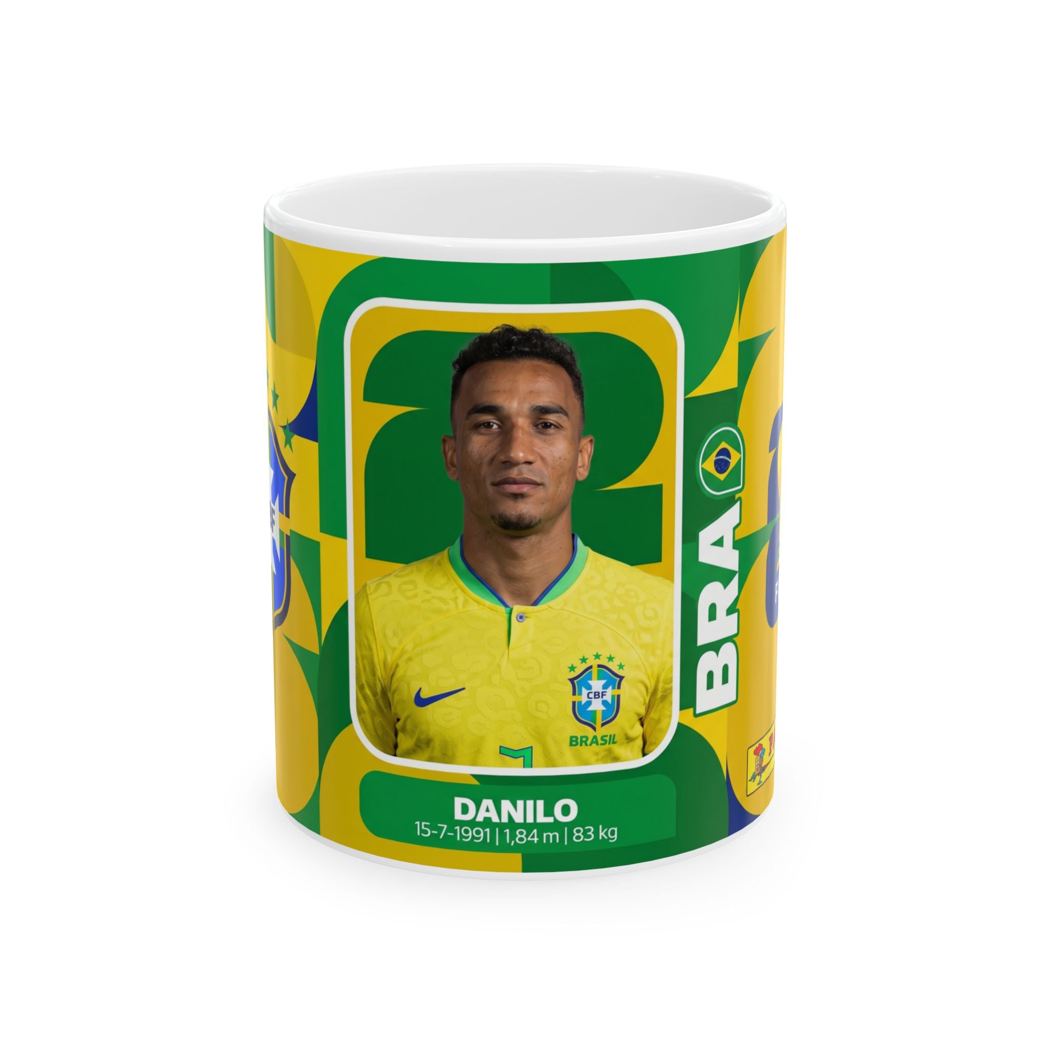 Brazil Soccer Player Danilo Mug — Ceramic Coffee Cup (11oz/15oz), World Cup 2026 Mugs