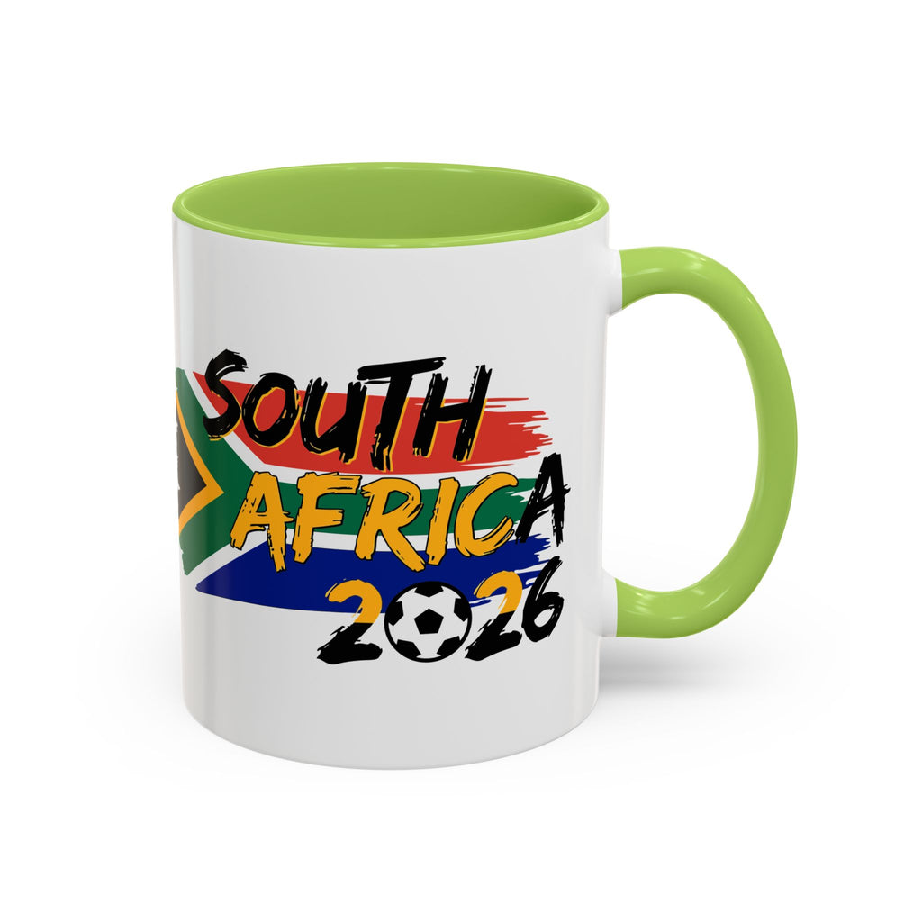 South Africa 2026 Soccer Flag Accent Coffee Mug | 11oz 15oz, Soccer World Cup 2026, Gift for Dad