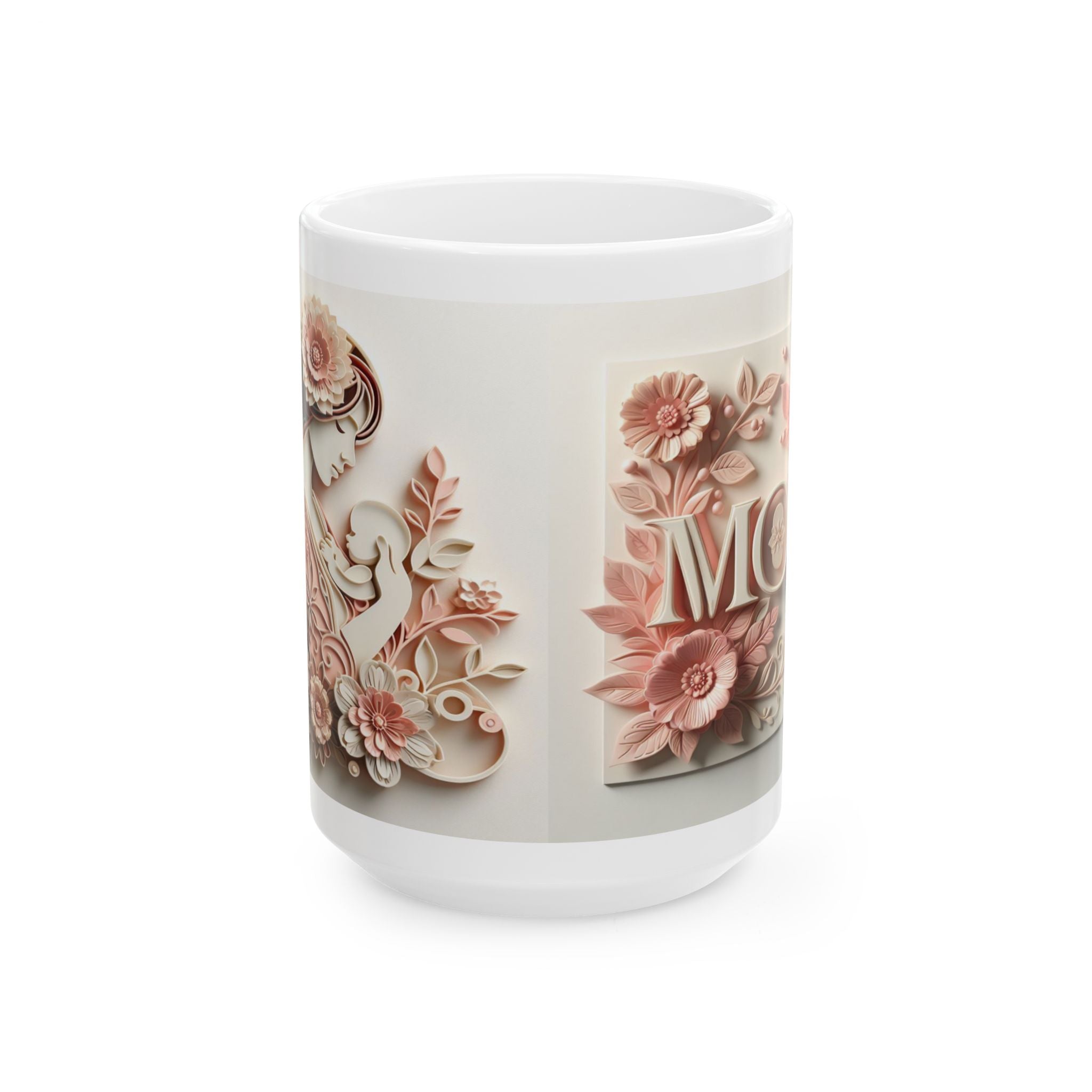 Floral 3D Mom Coffee Cup, Ceramic Mug, Mother's Day Sale