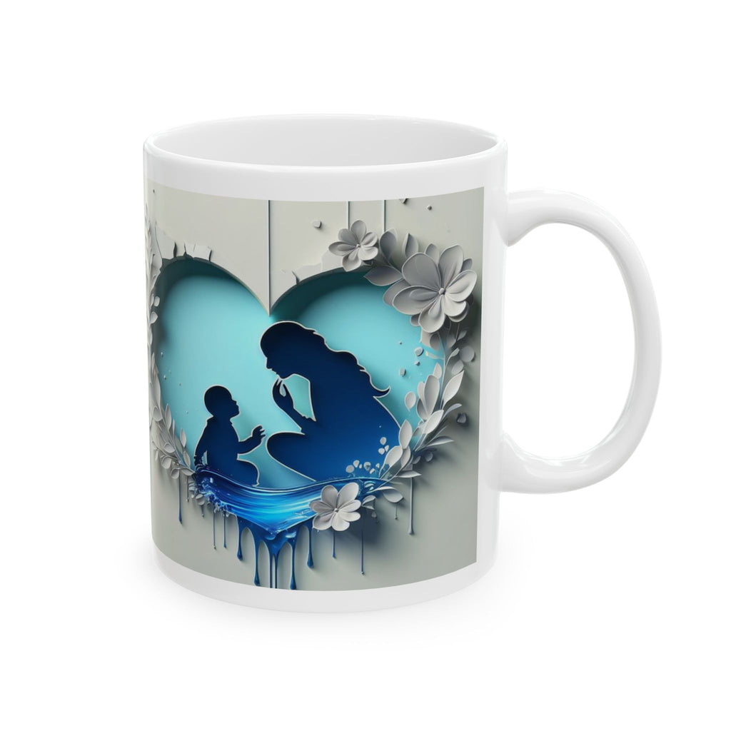 Silhouette Moon Scene Mug | Blue Night Sky, Floral Wreath Ceramic Mug, Mother's Day Sale