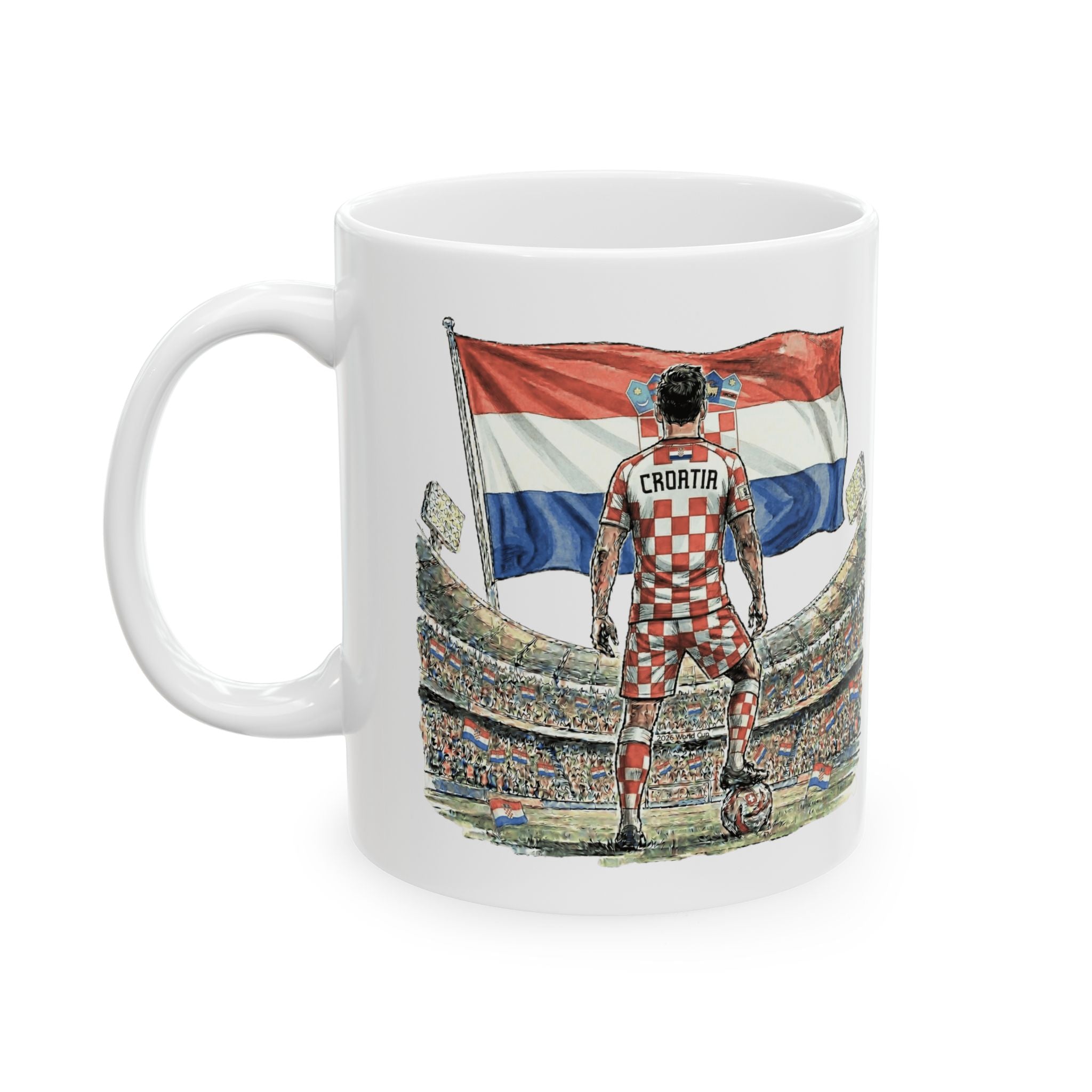 Croatia World Cup 2026 Mug, Soccer Ball, Ceramic Mug, Croatia Flag, Sports Fan Mug