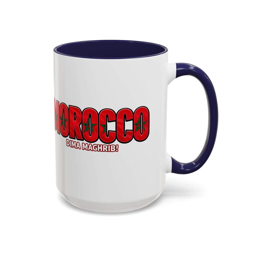 Morocco Flag Text Coffee Mug | Accent Coffee Mug (11, 15oz), World Cup 2026, Gifts for Dad