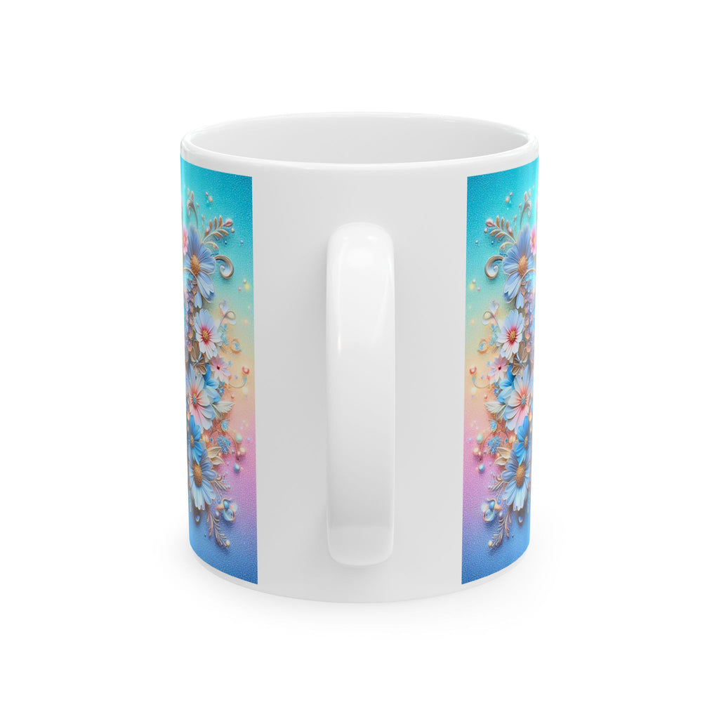Pastel Floral Mandala Mug | Daisy Bouquet Ceramic Mug, Mother's Day Sale