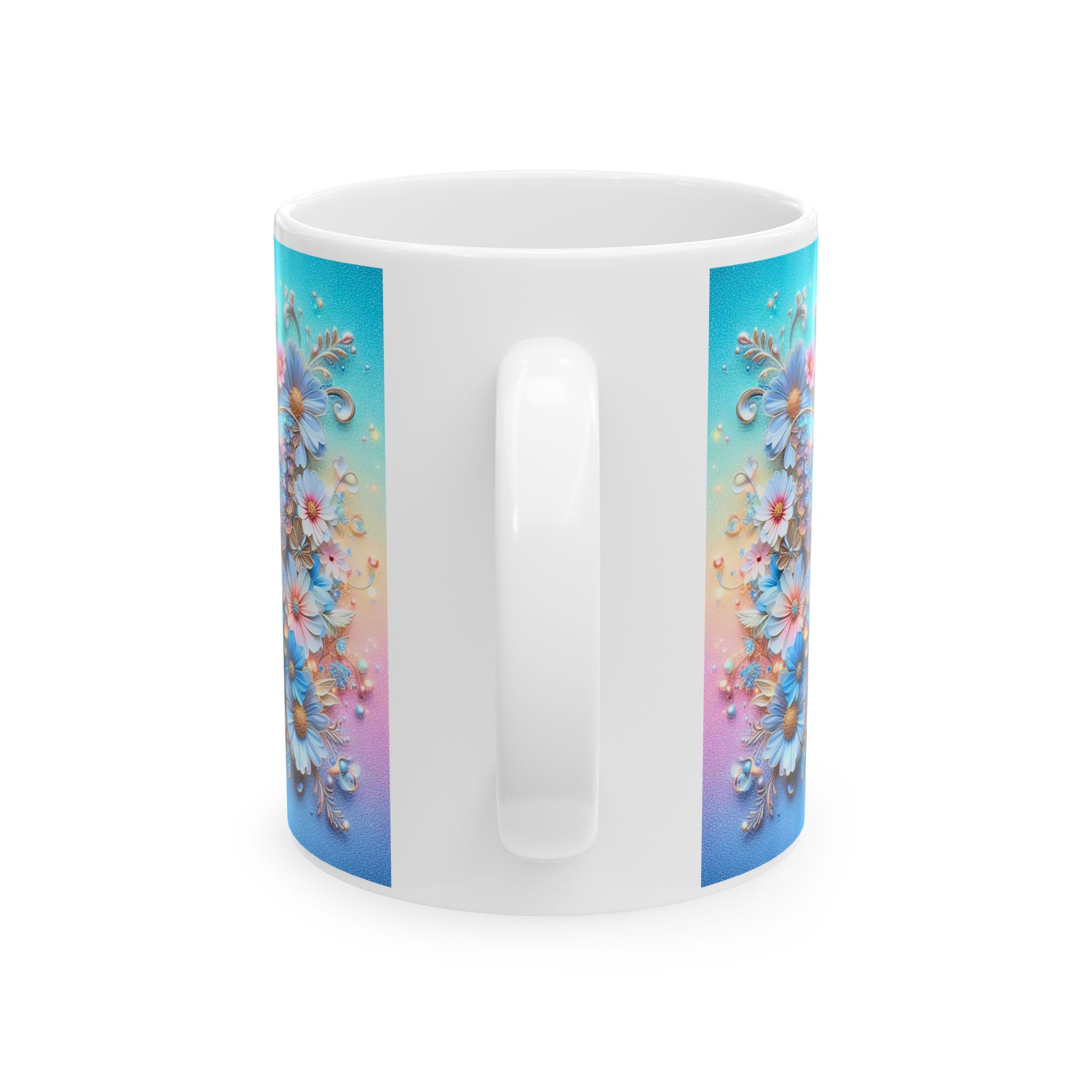 Pastel Floral Mandala Mug | Daisy Bouquet Ceramic Mug, Mother's Day Sale