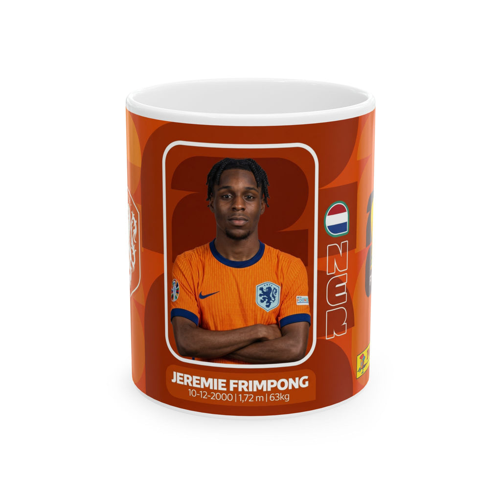 Netherlands Soccer Player Jeremie Frimpong Mug — Ceramic Coffee Cup (11oz/15oz), World Cup 2026 Mugs