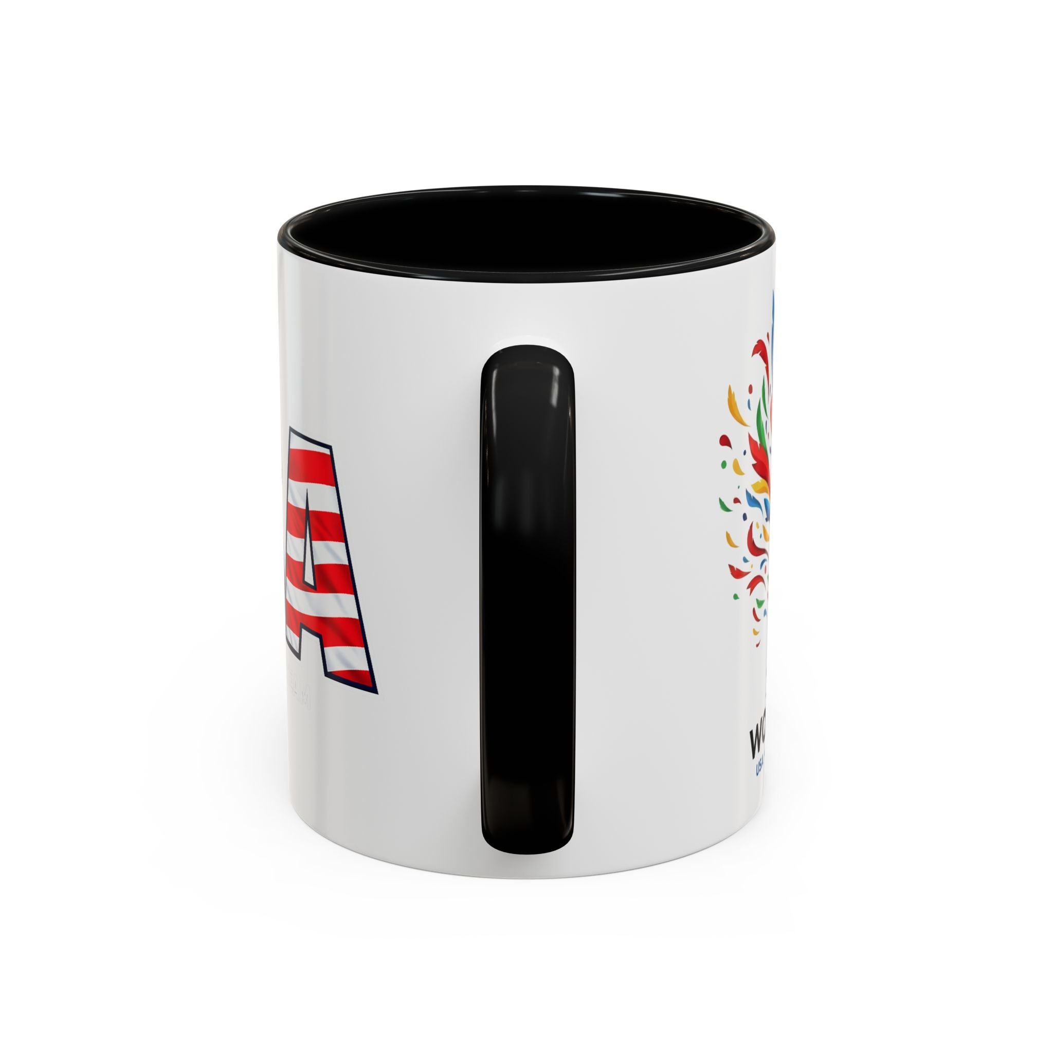 USA Flag Text Accent Coffee Mug | Patriotic American Stars Stripes Mug, Soccer World Cup 2026, Gifts for Dad