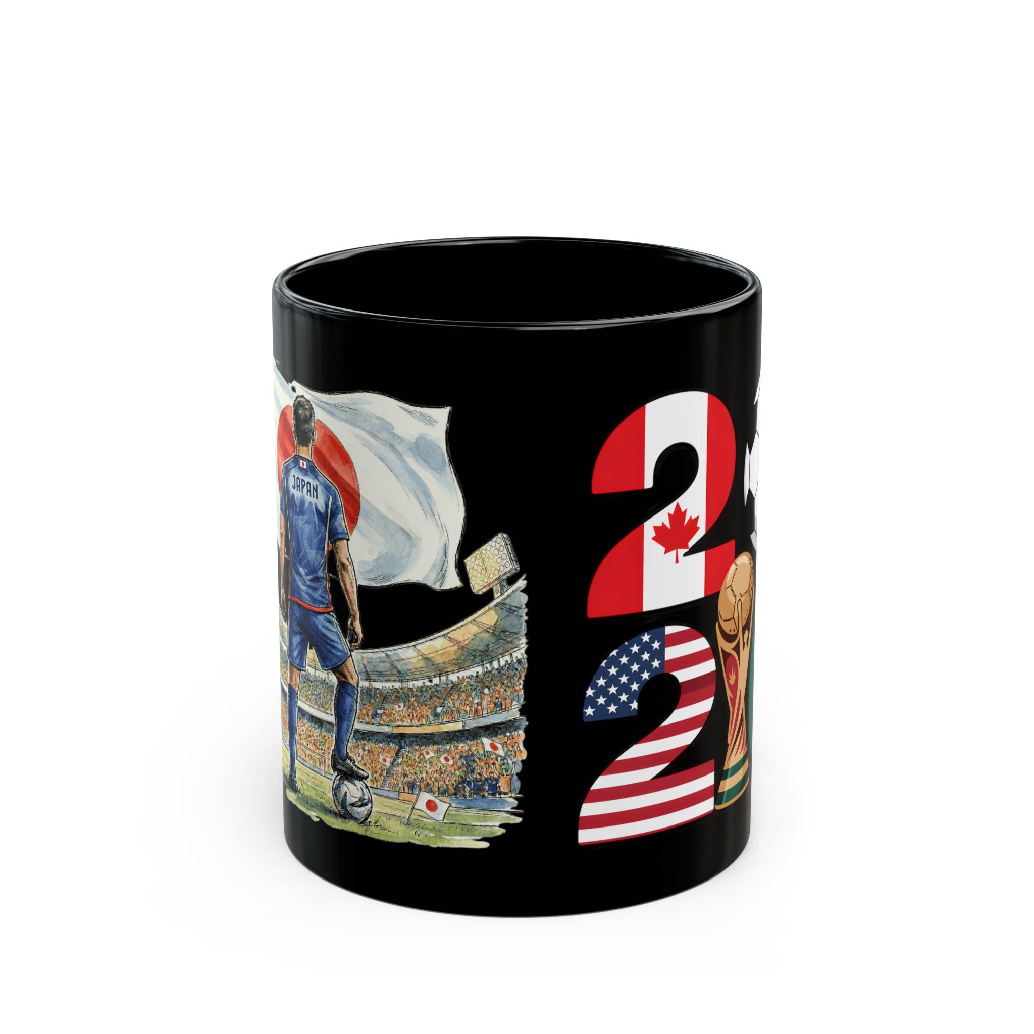 Japan World Cup 2026 Mug, Black Ceramic Coffee Cup, Japan Flag