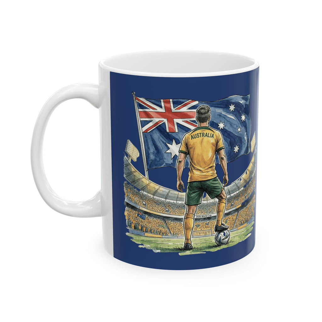 Australian Cricket Stadium Illustration Mug,  Flag & Crowd Ceramic Mug, World Cup 2026
