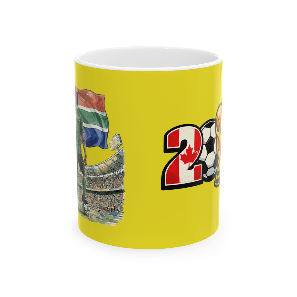South Africa World Cup 2026 Mug, Yellow Ceramic Mug, South Africa Flag, Soccer Fan Gift