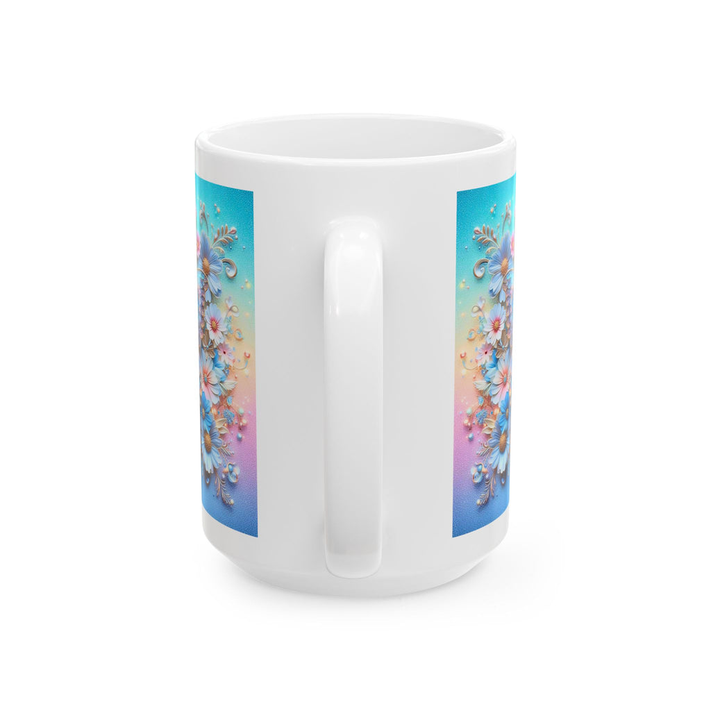 Pastel Floral Mandala Mug | Daisy Bouquet Ceramic Mug, Mother's Day Sale