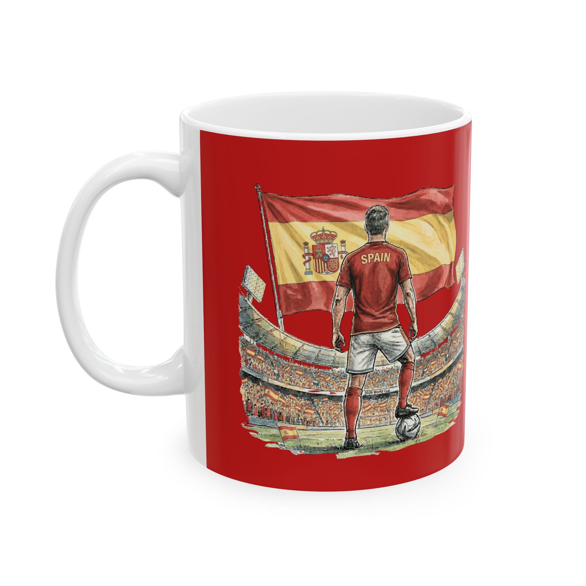 Spain World Cup 2026 Mug, Red Ceramic Coffee Cup, Spain Flag, Soccer Fan Gift