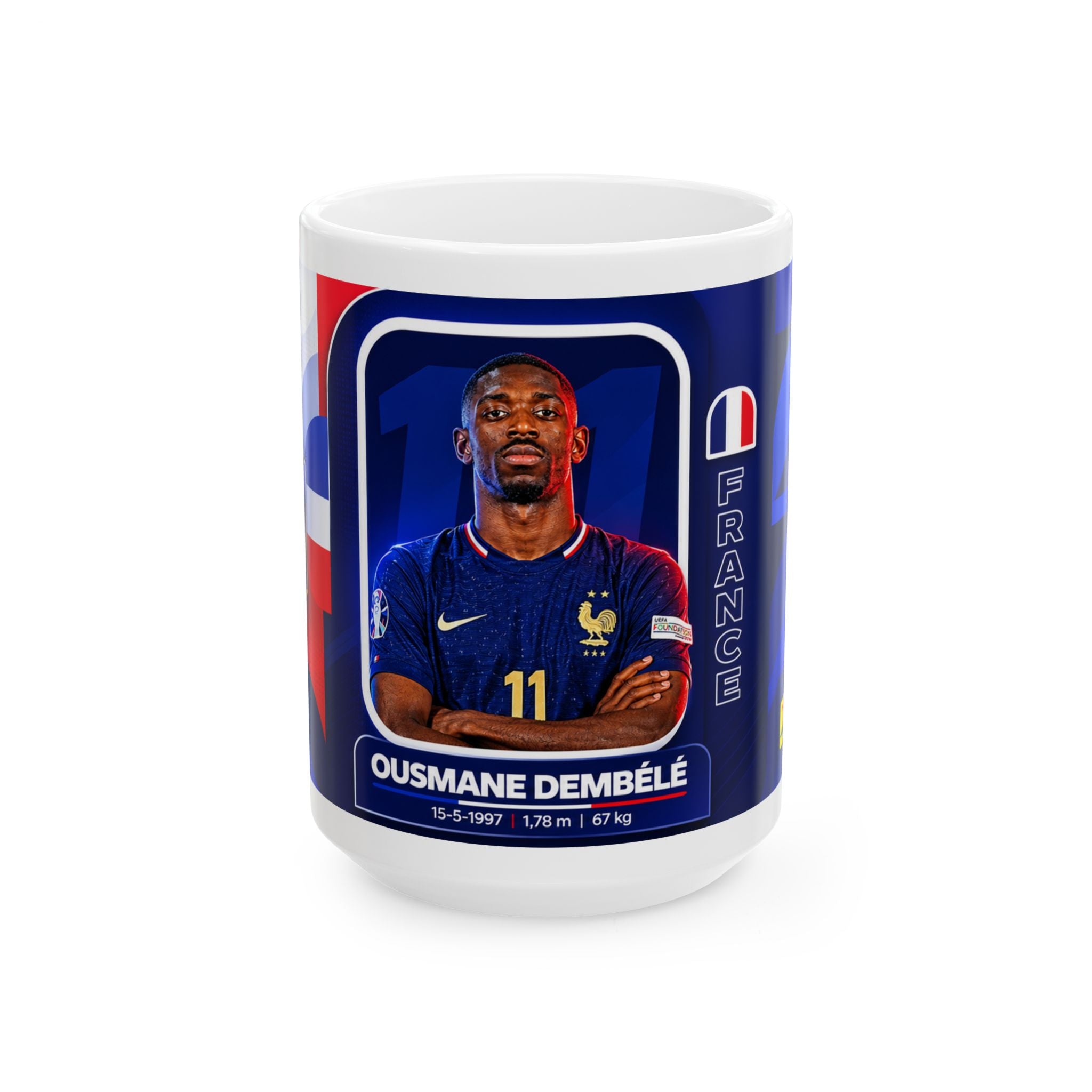France Soccer Player Dembele Mug — National Team Ceramic Coffee Cup, World Cup 2026 Mugs