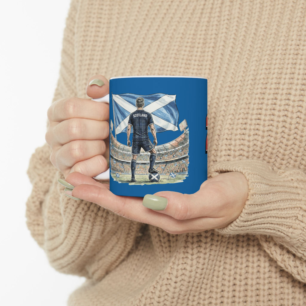 Scotland World Cup 2026 Mug, Blue Ceramic Cup, Scotland Flag, Soccer Fan Gift