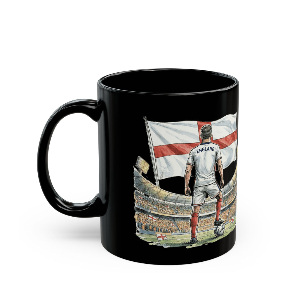 England World Cup Soccer Mug, Black Ceramic Coffee Cup, Gift For Dad