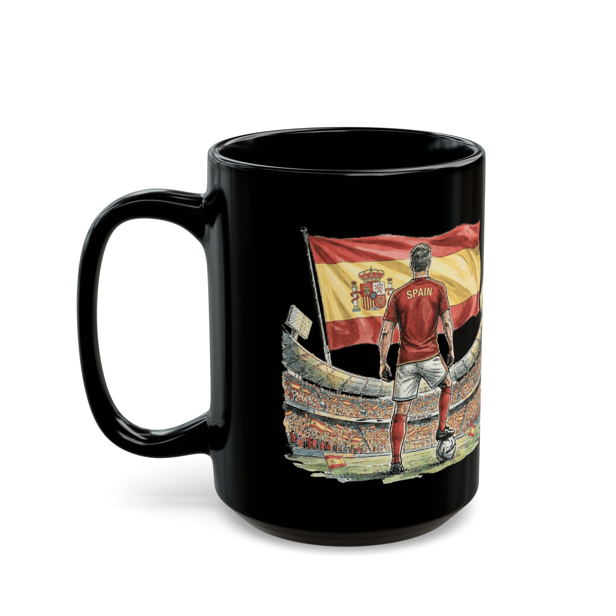 Spain World Cup 2026 Mug | Black Ceramic Coffee Cup, Spain Flag