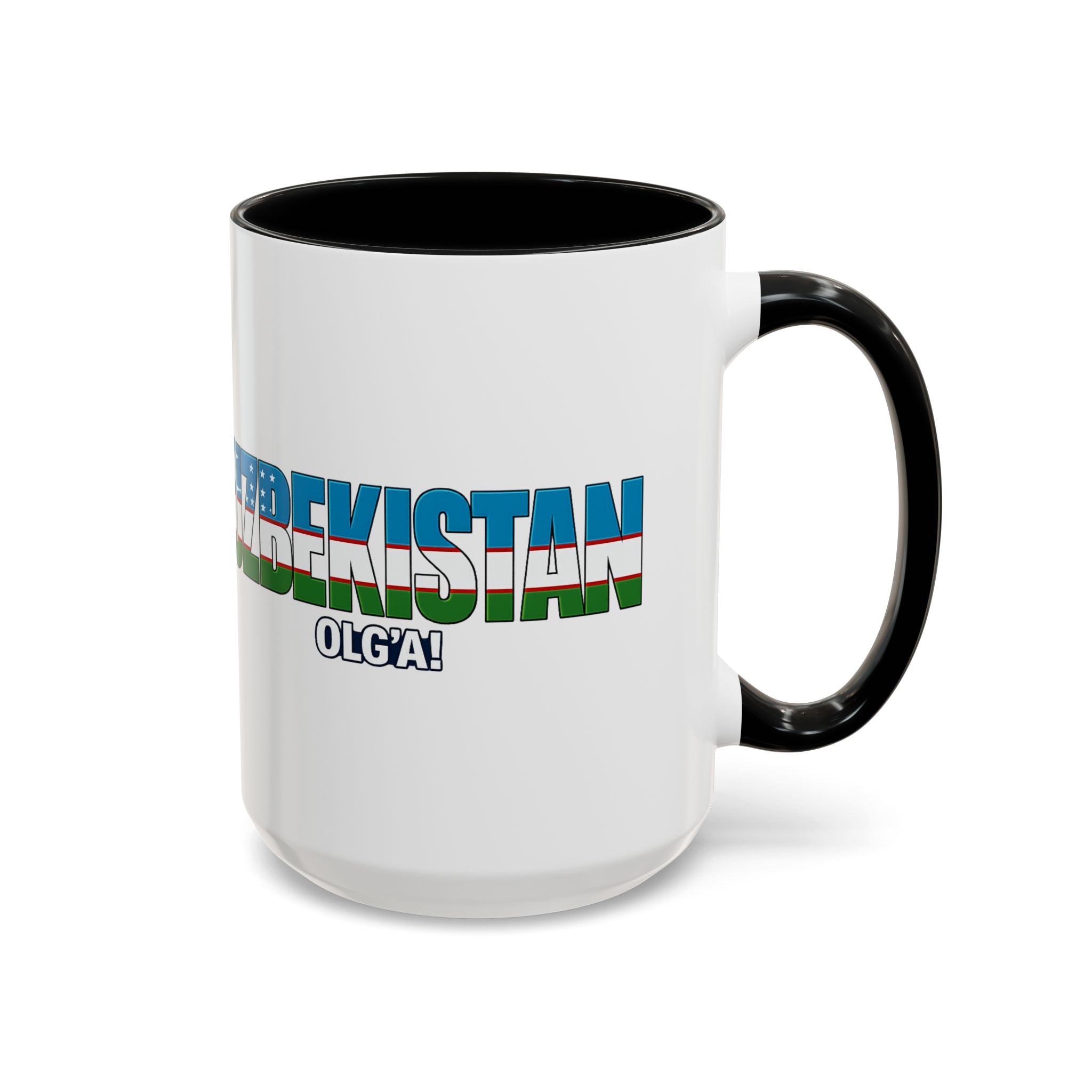 Uzbekistan Flag Typography Coffee Mug | Accent 11oz/15oz, Soccer World Cup 2026, Gift for Dad