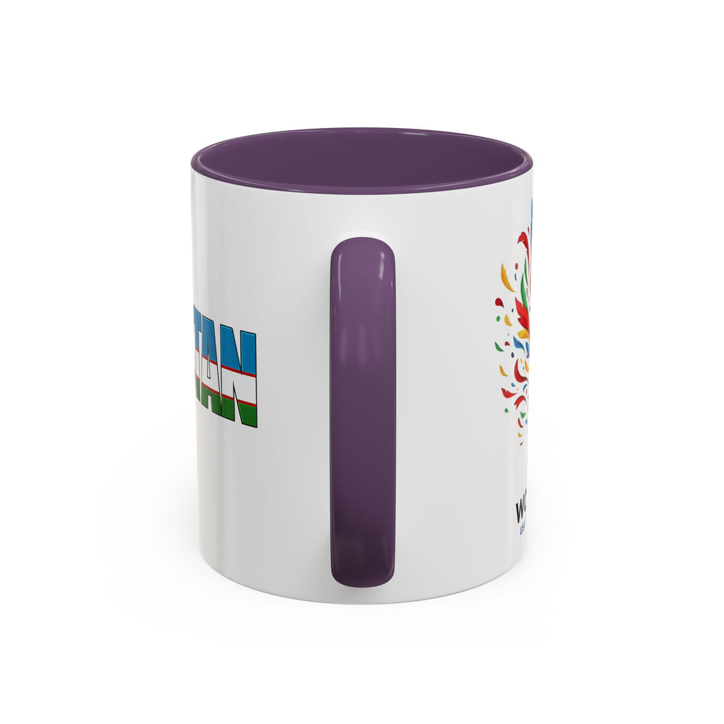 Uzbekistan Flag Typography Coffee Mug | Accent 11oz/15oz, Soccer World Cup 2026, Gift for Dad