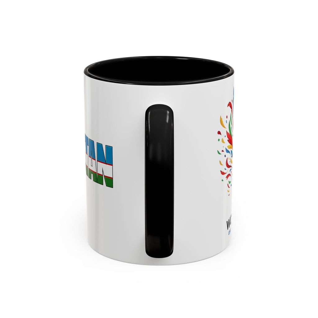 Uzbekistan Flag Typography Coffee Mug | Accent 11oz/15oz, Soccer World Cup 2026, Gift for Dad