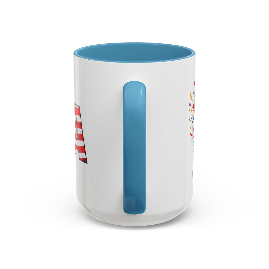 USA Flag Text Accent Coffee Mug | Patriotic American Stars Stripes Mug, Soccer World Cup 2026, Gifts for Dad