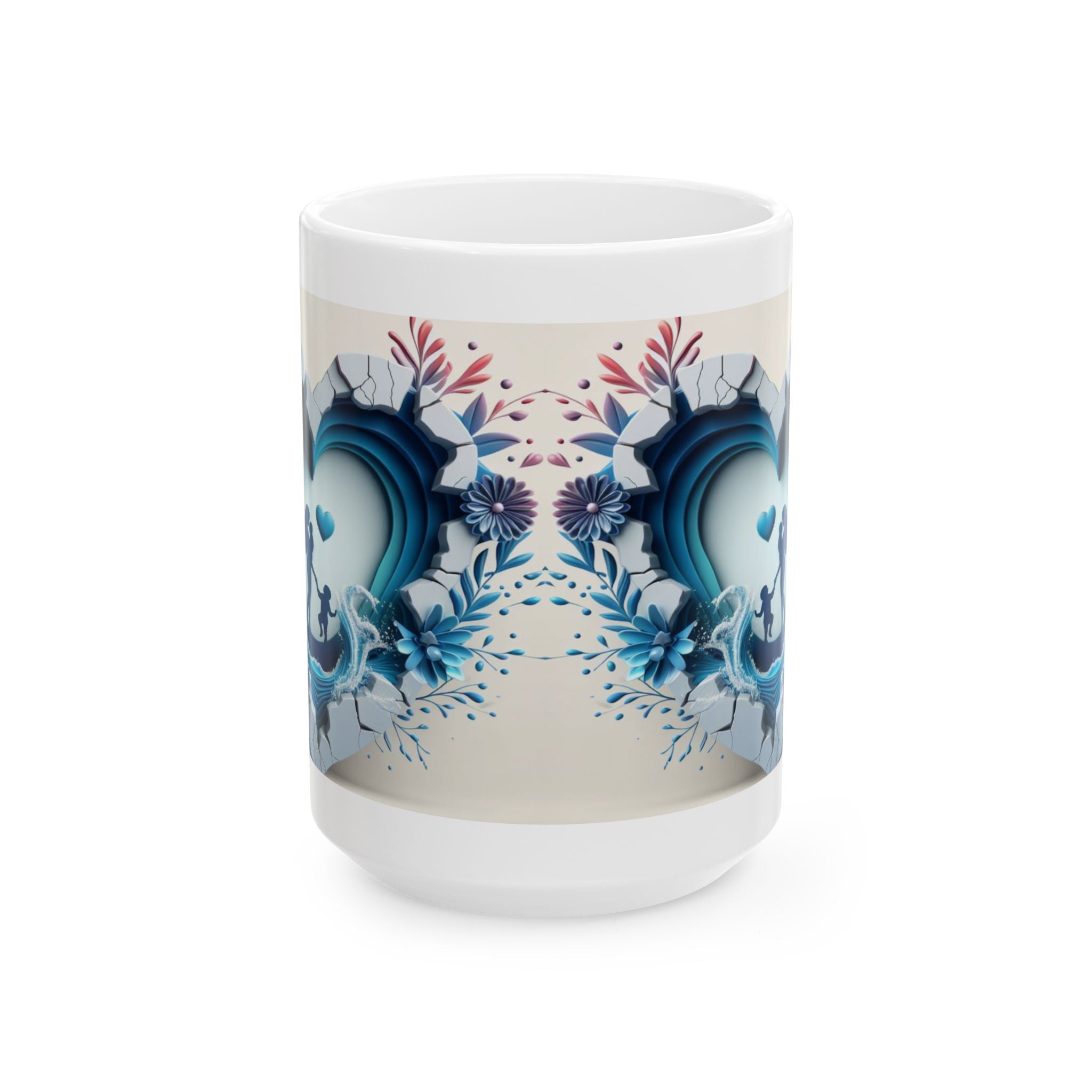 Blue Floral Skull Mug | Ceramic Coffee Cup, Mother's Day Sale