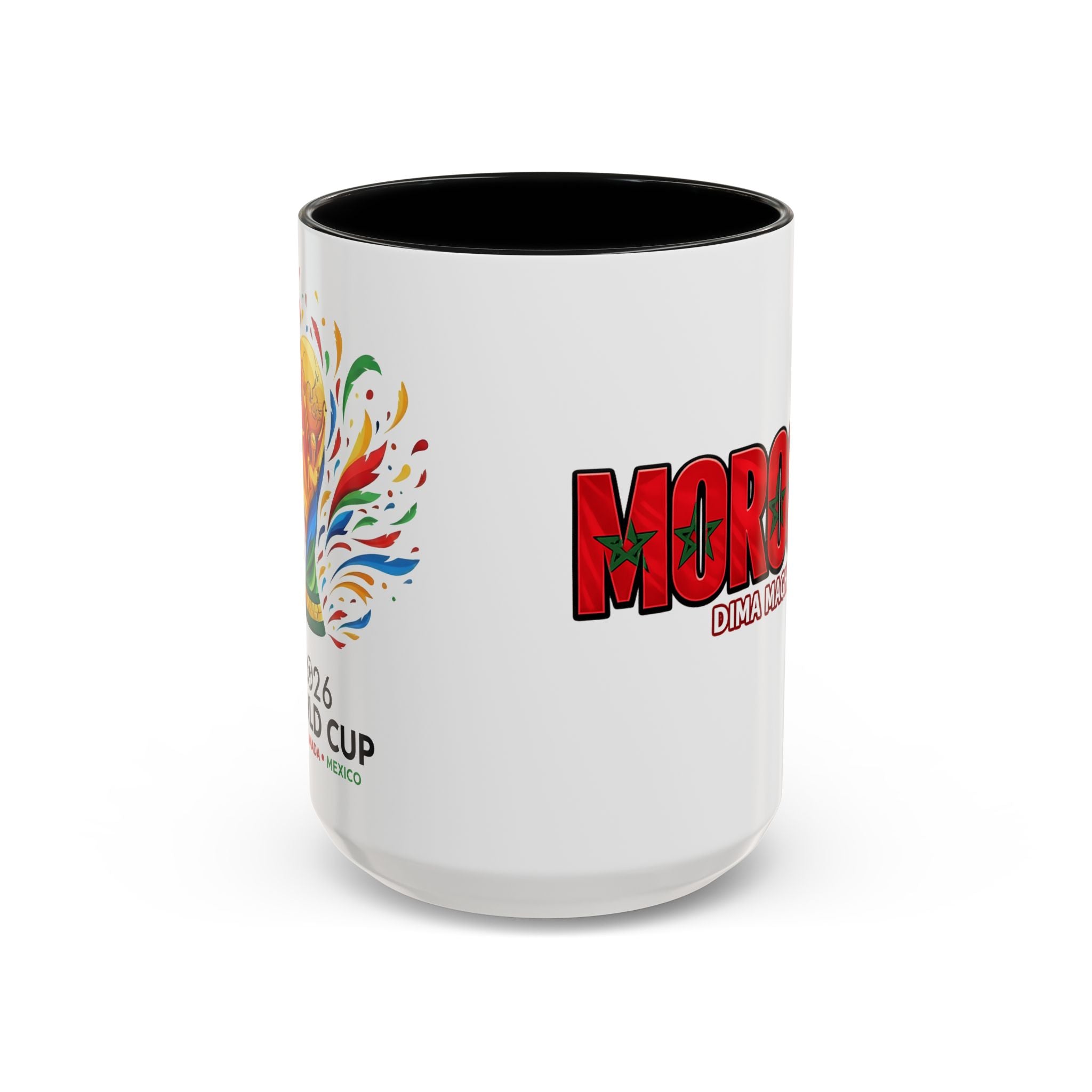 Morocco Flag Text Coffee Mug | Accent Coffee Mug (11, 15oz), World Cup 2026, Gifts for Dad