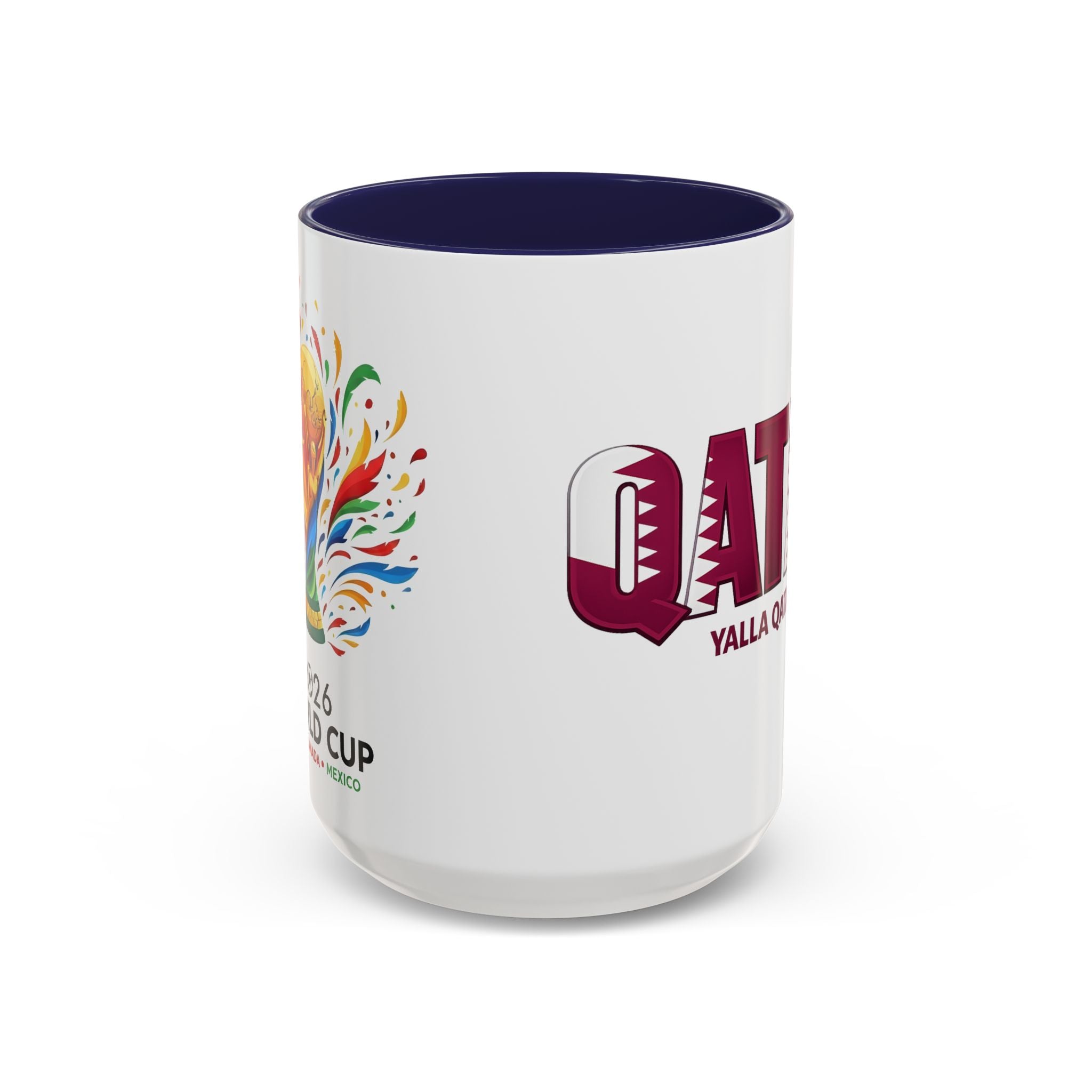 QATAR Yalla Qatar! Accent Coffee Mug | 11oz 15oz, Soccer World Cup 2026, Gifts for Dad