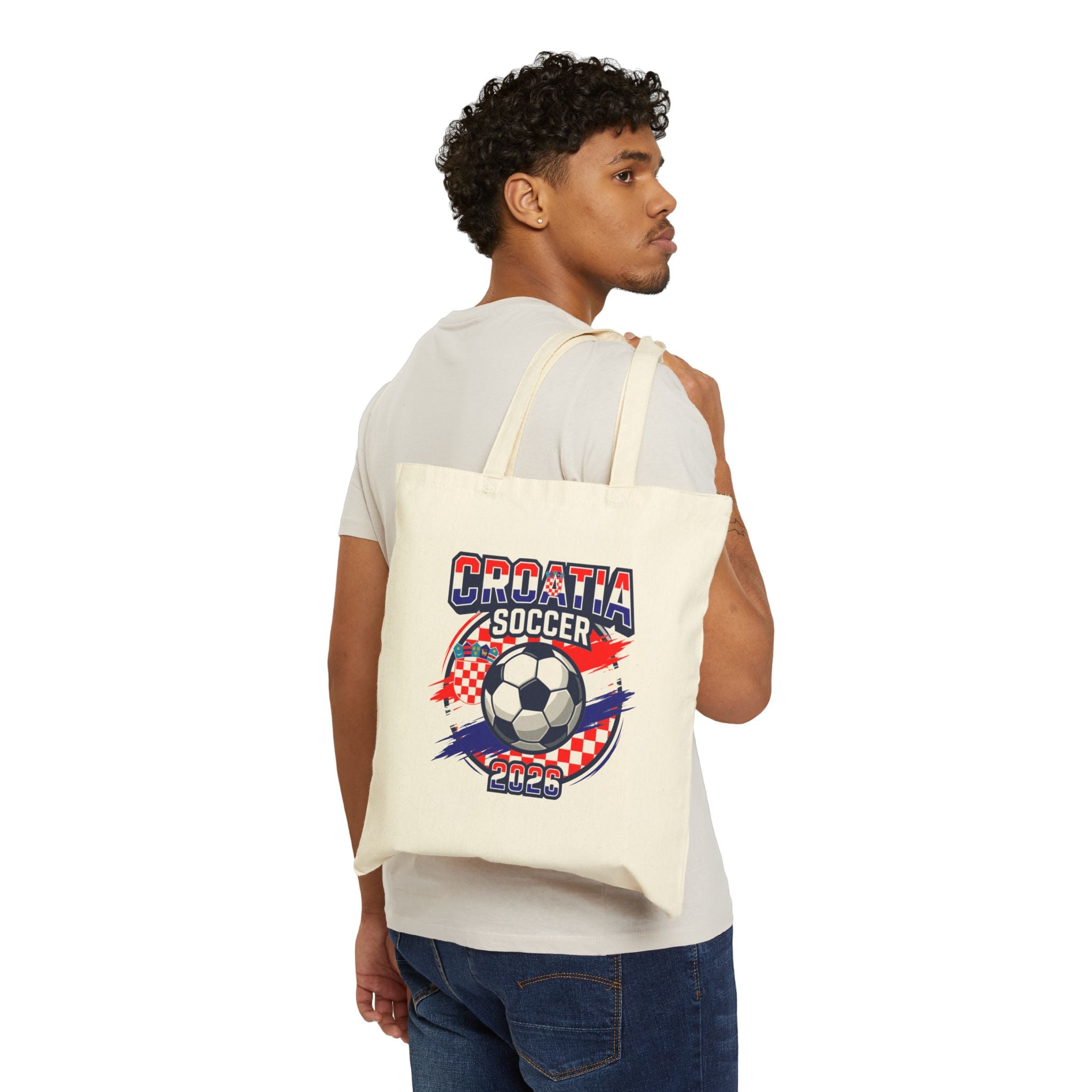 Croatia Soccer 2026 Tote, World Cup Soccer Ball Canvas Tote, Mother's Day Gift