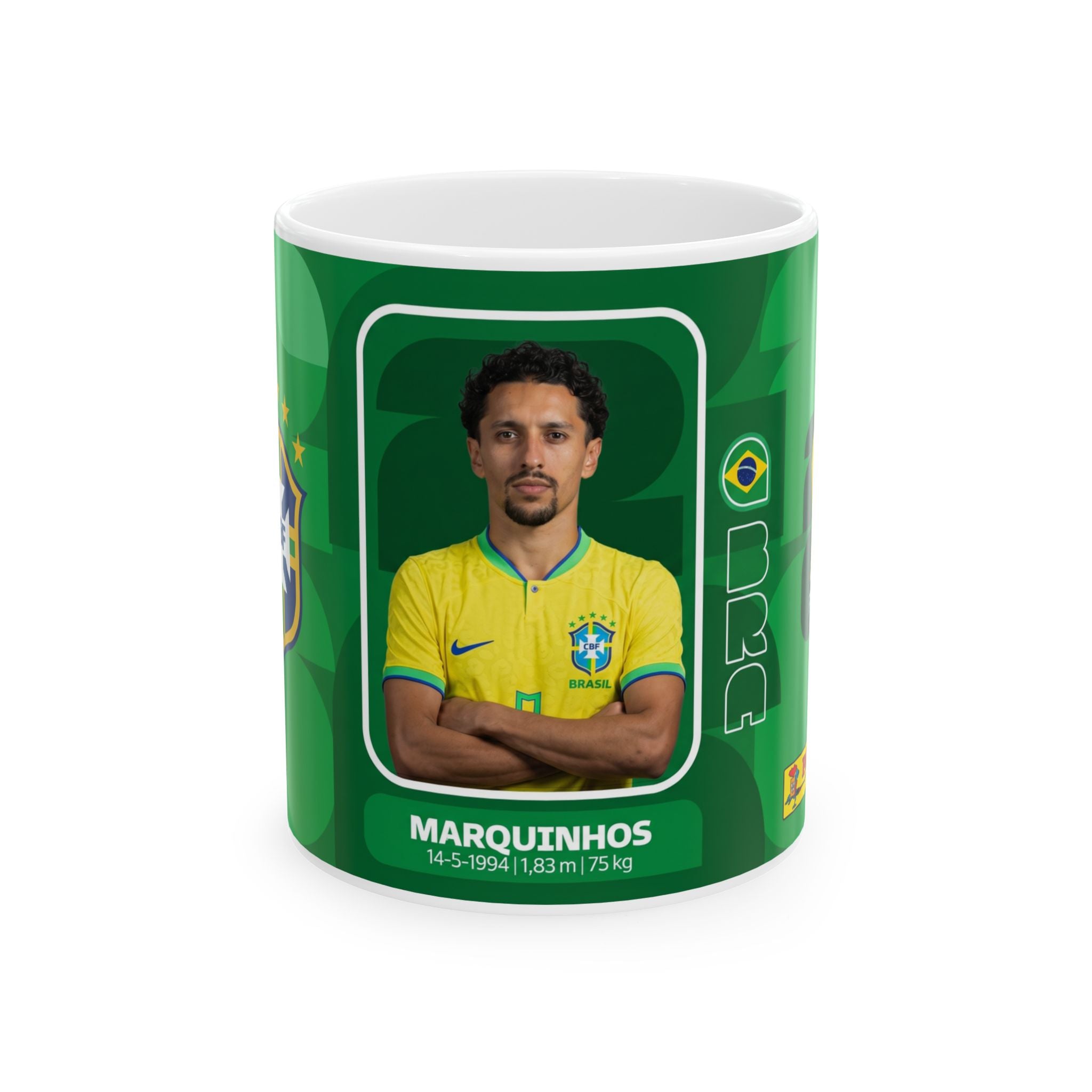 Brazil Soccer Player Marquinhos Ceramic Mug (11oz, 15oz), World Cup 2026 Mugs
