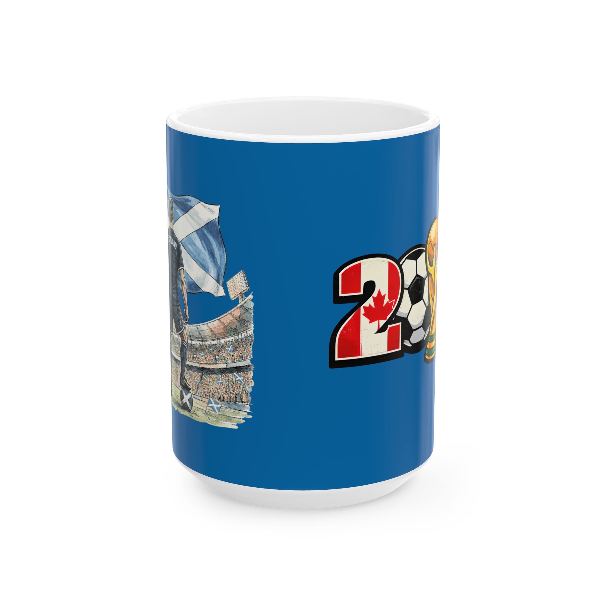 Scotland World Cup 2026 Mug, Blue Ceramic Cup, Scotland Flag, Soccer Fan Gift