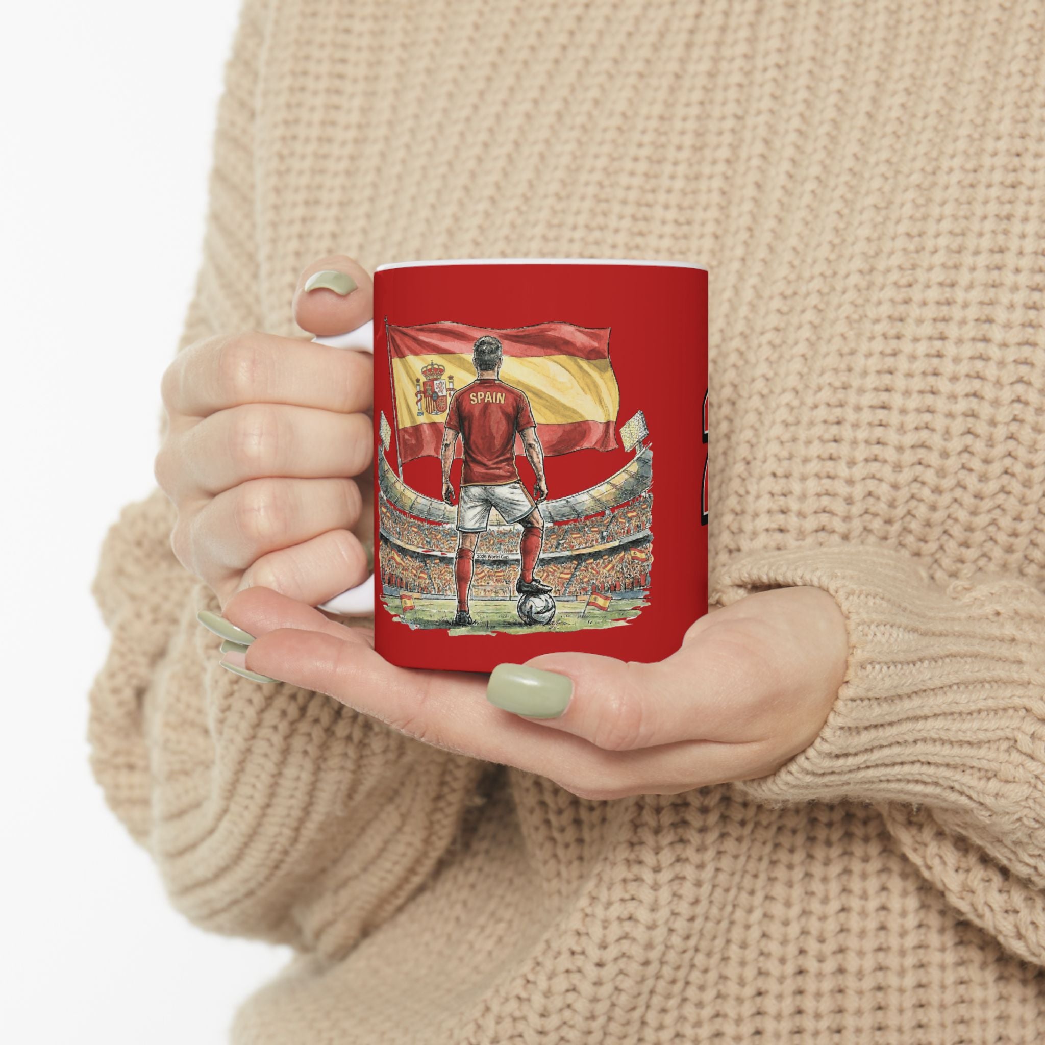 Spain World Cup 2026 Mug, Red Ceramic Coffee Cup, Spain Flag, Soccer Fan Gift