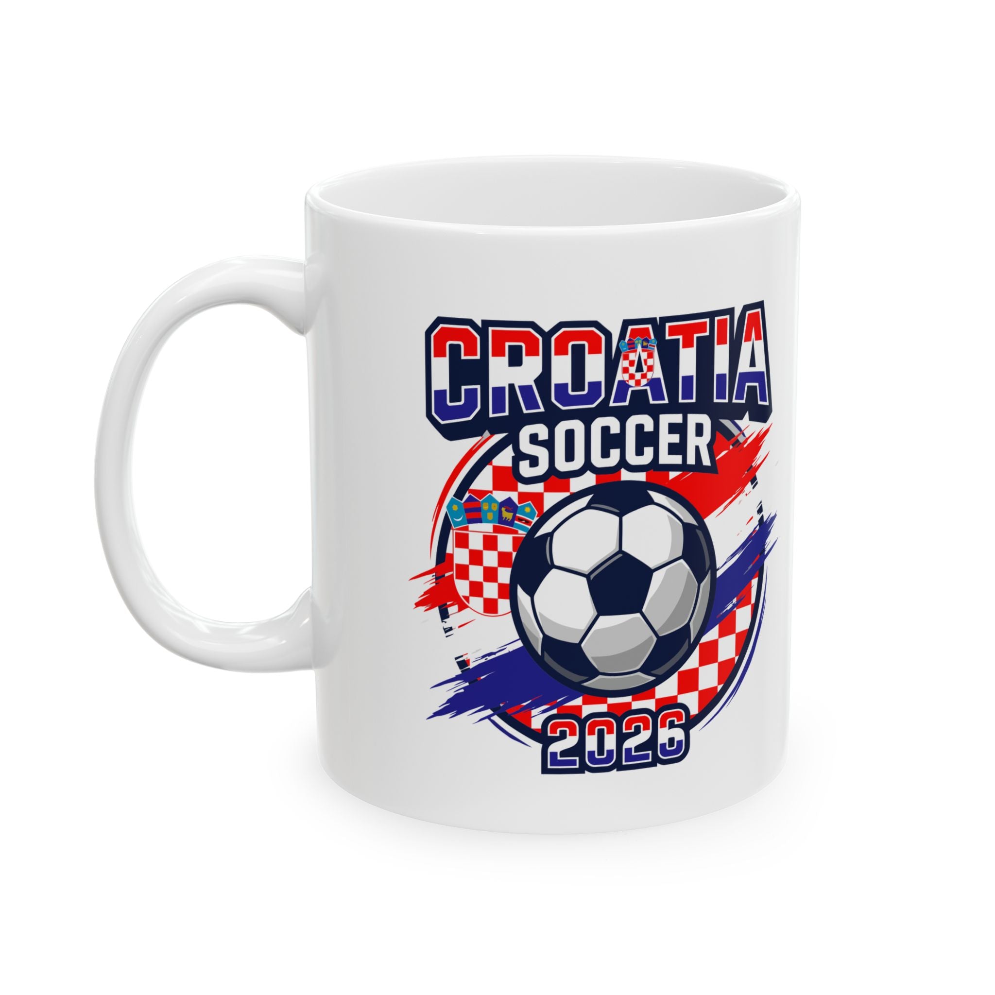 Croatia Soccer Crest Mug | Soccer Ball Flag Design Ceramic Mug, World Cup 2026 Gift for Dad,