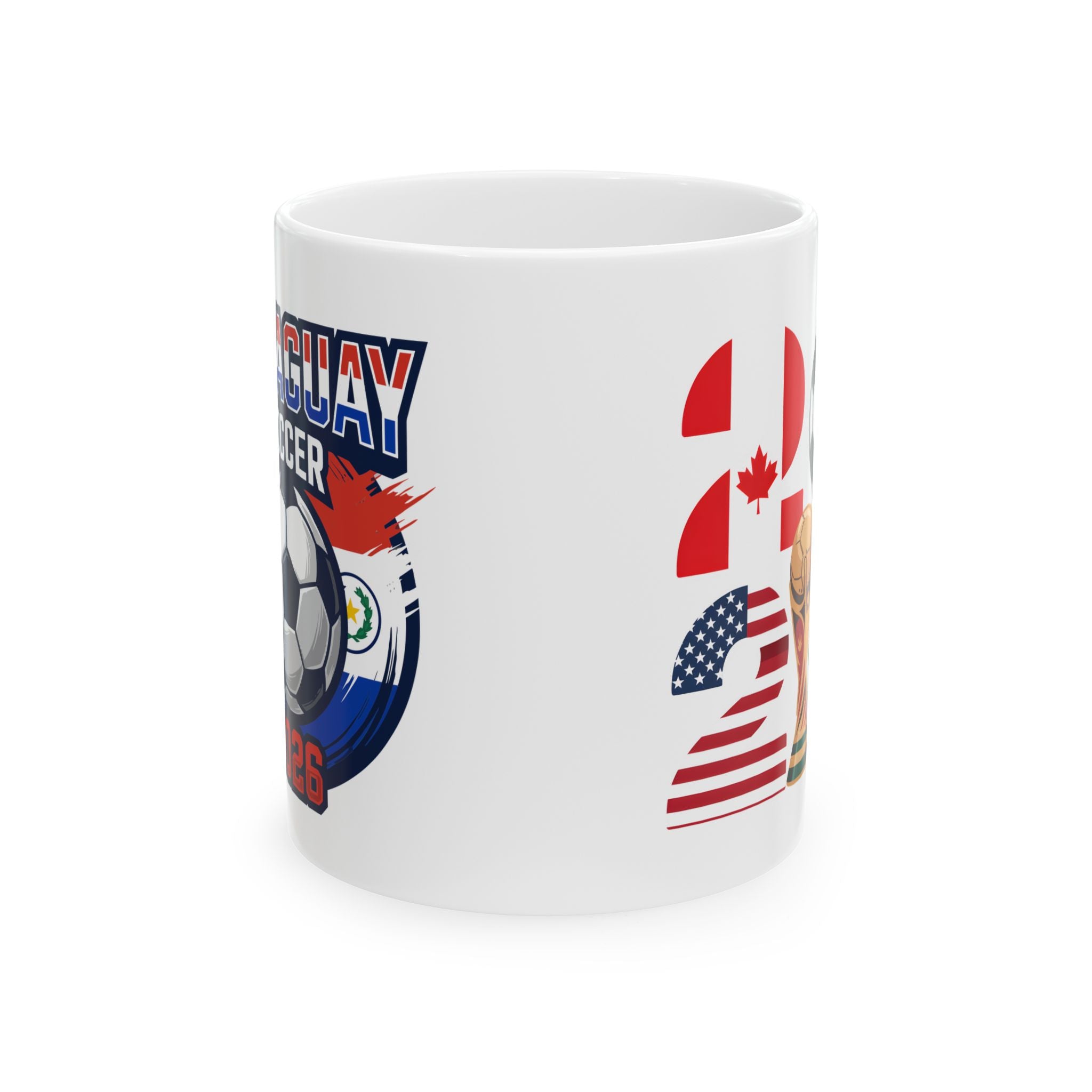 Paraguay Soccer Fans Mug | Soccer Ball Crest Ceramic Mug, World Cup 2026 Coffee Mugs, Panama Flag