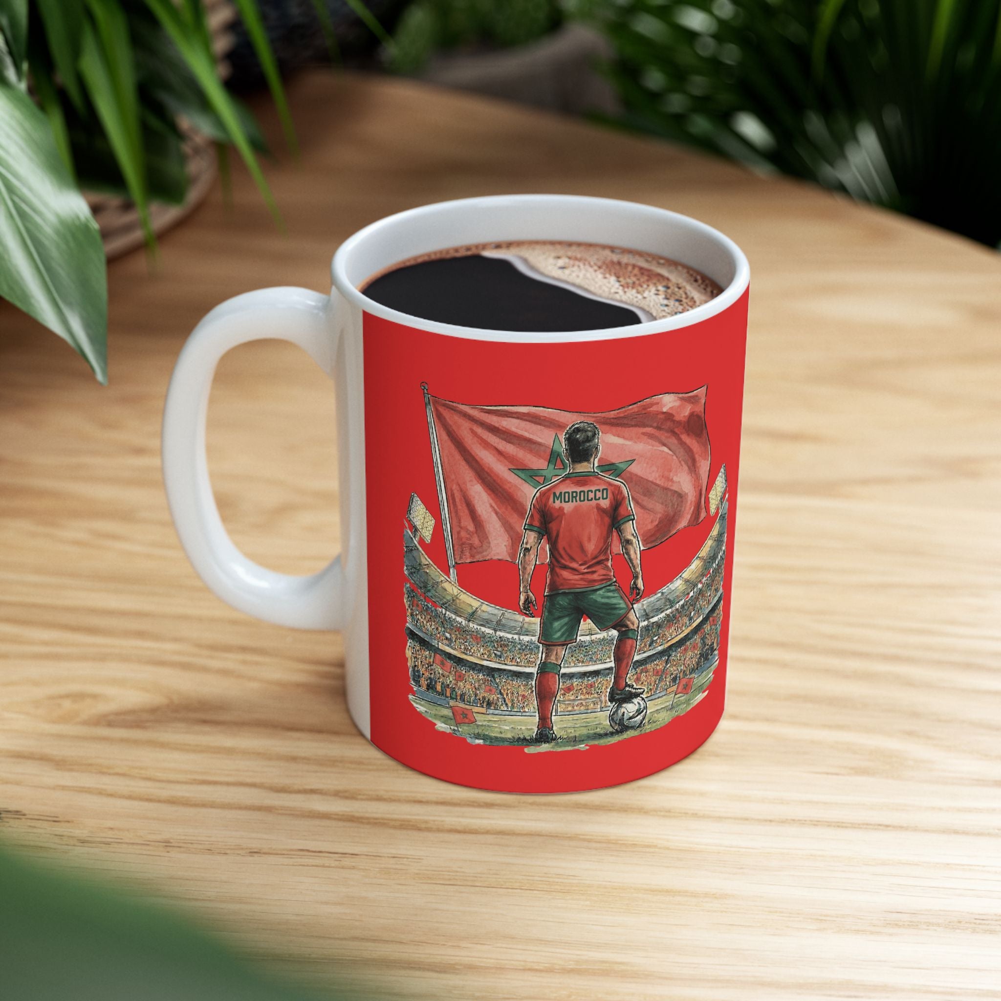 Morocco World Cup 2026 Mug, Red Ceramic Coffee Cup, Morocco Flag, Gift For Soccer Fan