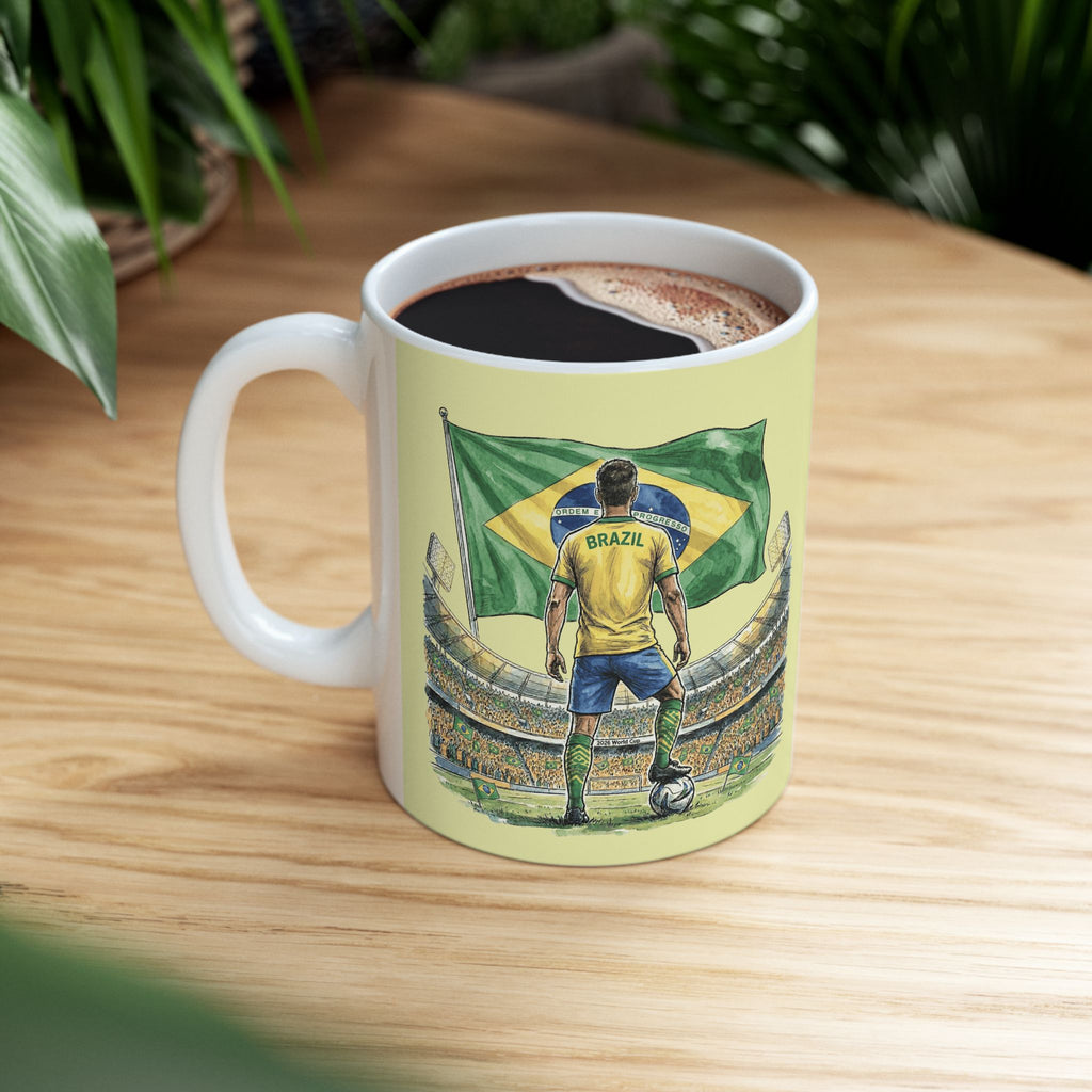 Brazil Soccer World Cup 2026, Ceramic Coffee Mug, Brazil Flag, Fan Gift