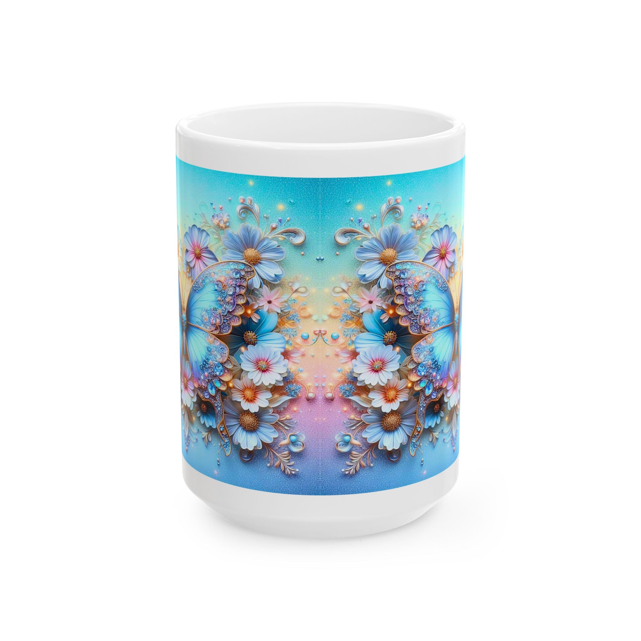 Pastel Floral Mandala Mug | Daisy Bouquet Ceramic Mug, Mother's Day Sale
