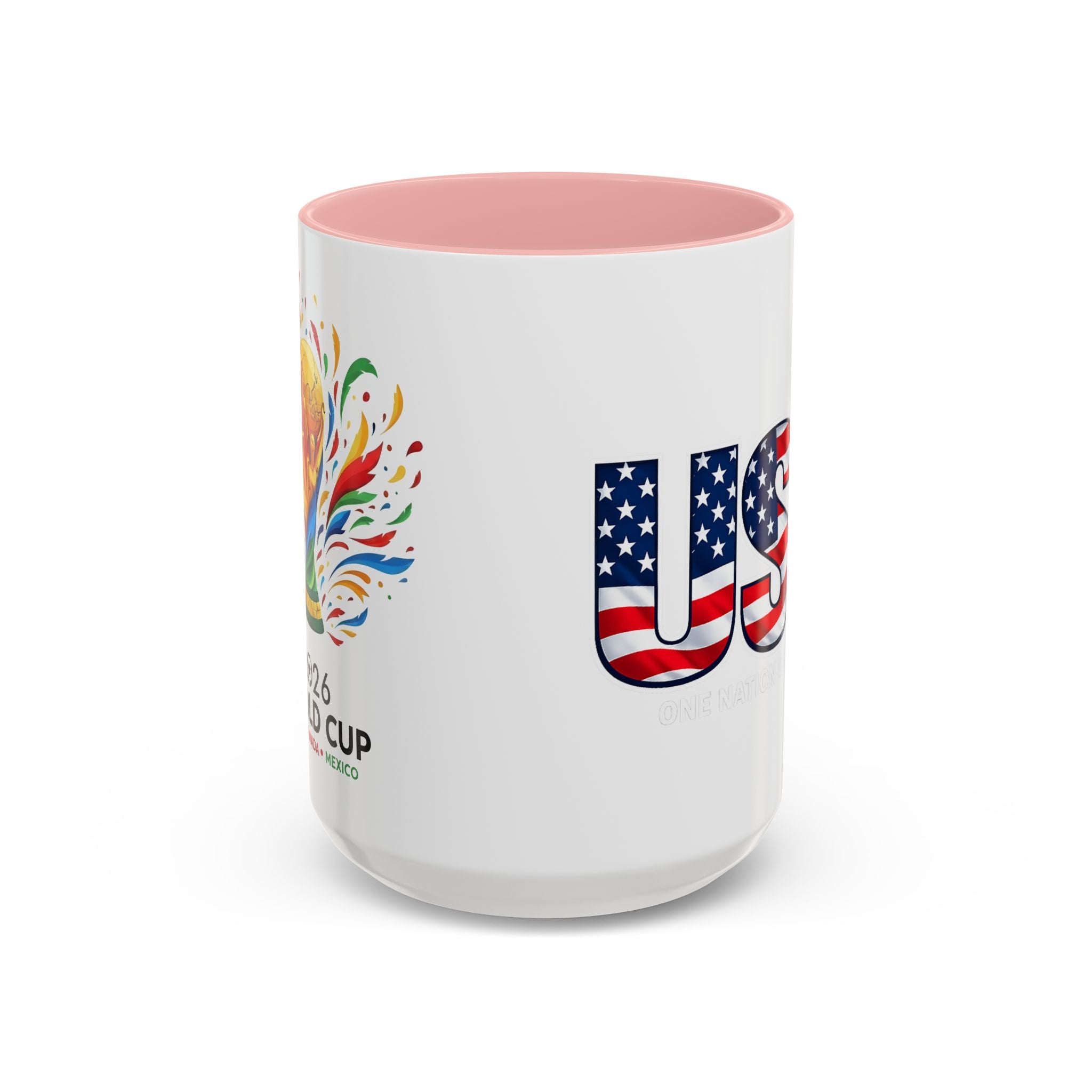 USA Flag Text Accent Coffee Mug | Patriotic American Stars Stripes Mug, Soccer World Cup 2026, Gifts for Dad