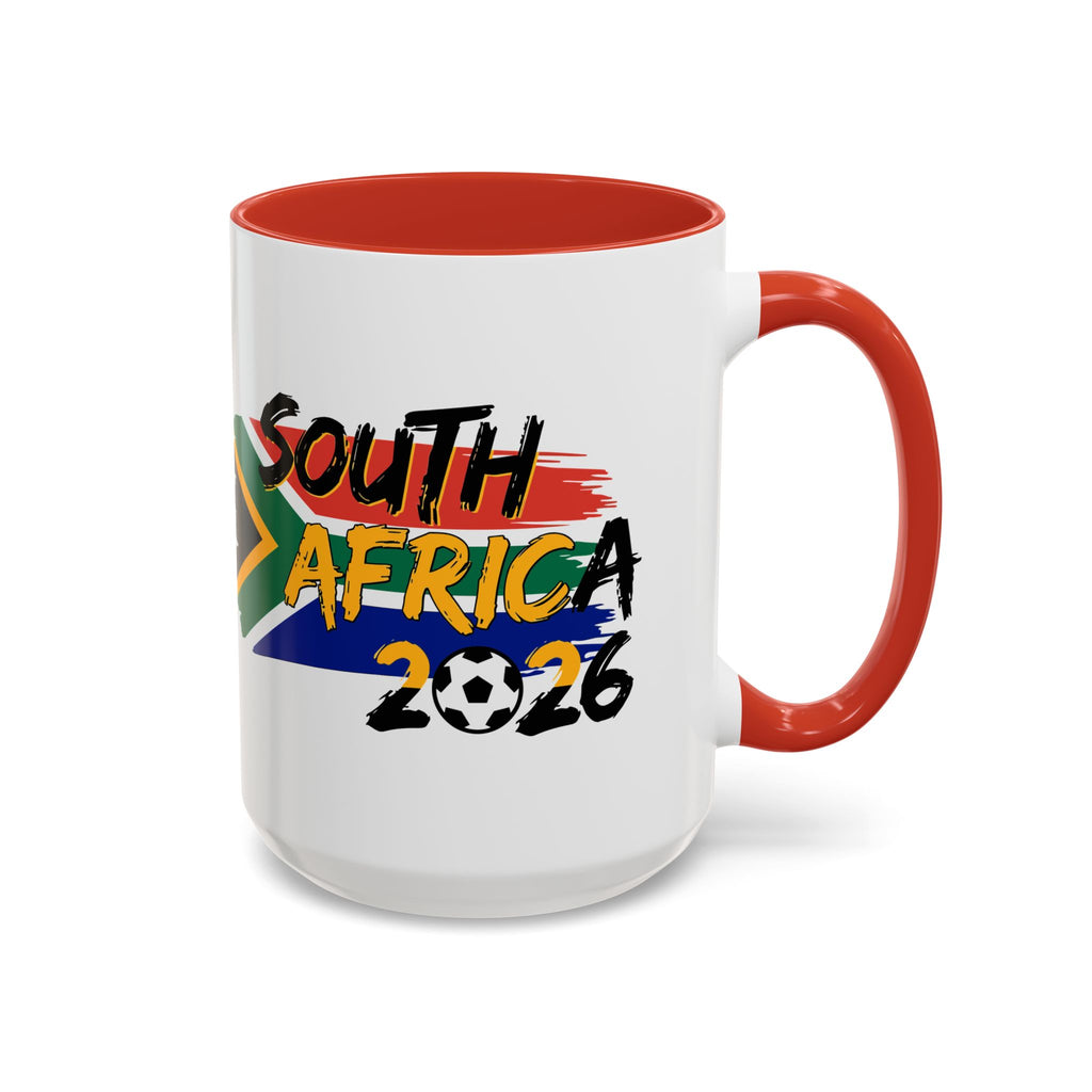 South Africa 2026 Soccer Flag Accent Coffee Mug | 11oz 15oz, Soccer World Cup 2026, Gift for Dad