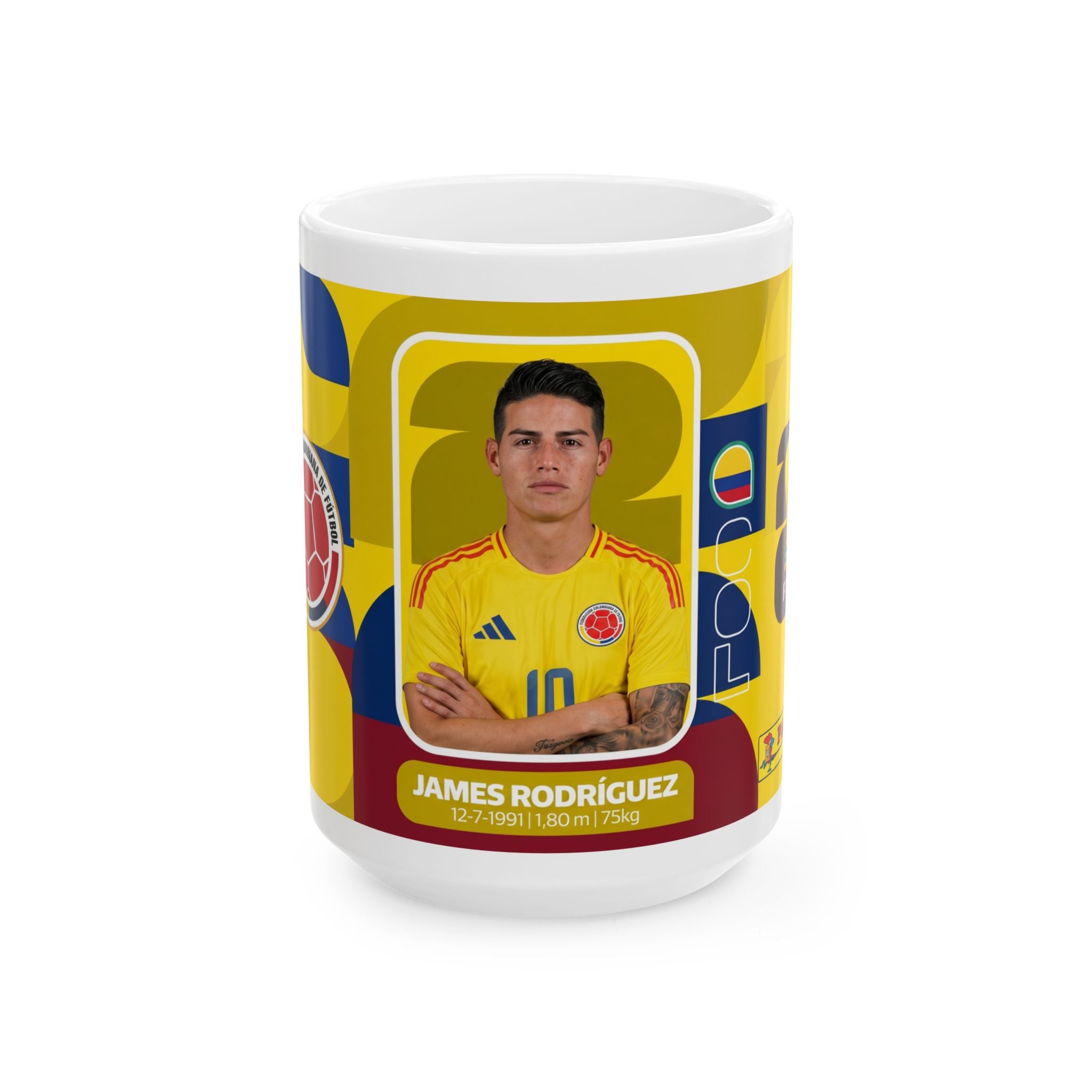 Colombia Soccer Player James Rodríguez Mug — Ceramic Coffee Cup (11oz/15oz), World Cup 2026 Mugs