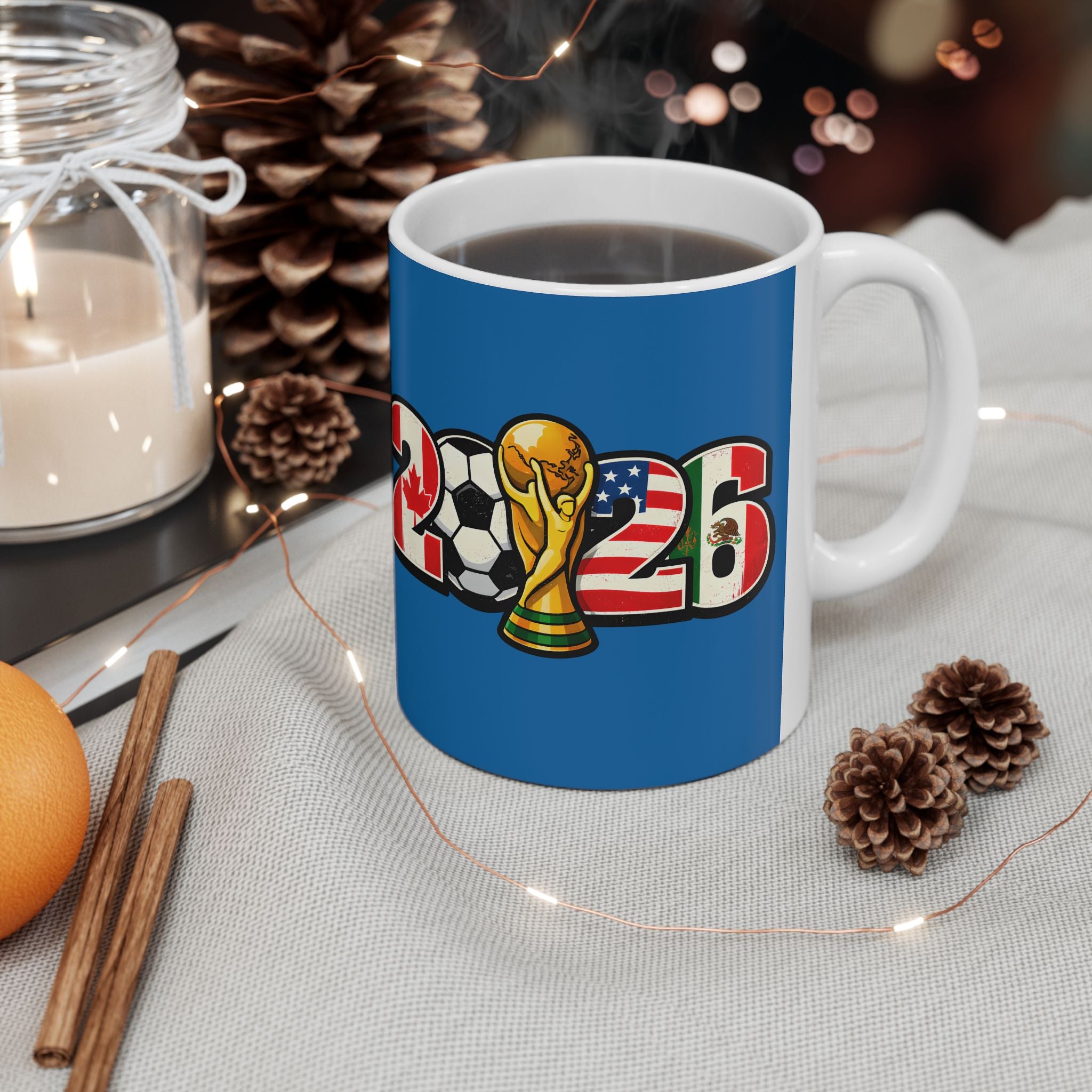 Scotland World Cup 2026 Mug, Blue Ceramic Cup, Scotland Flag, Soccer Fan Gift